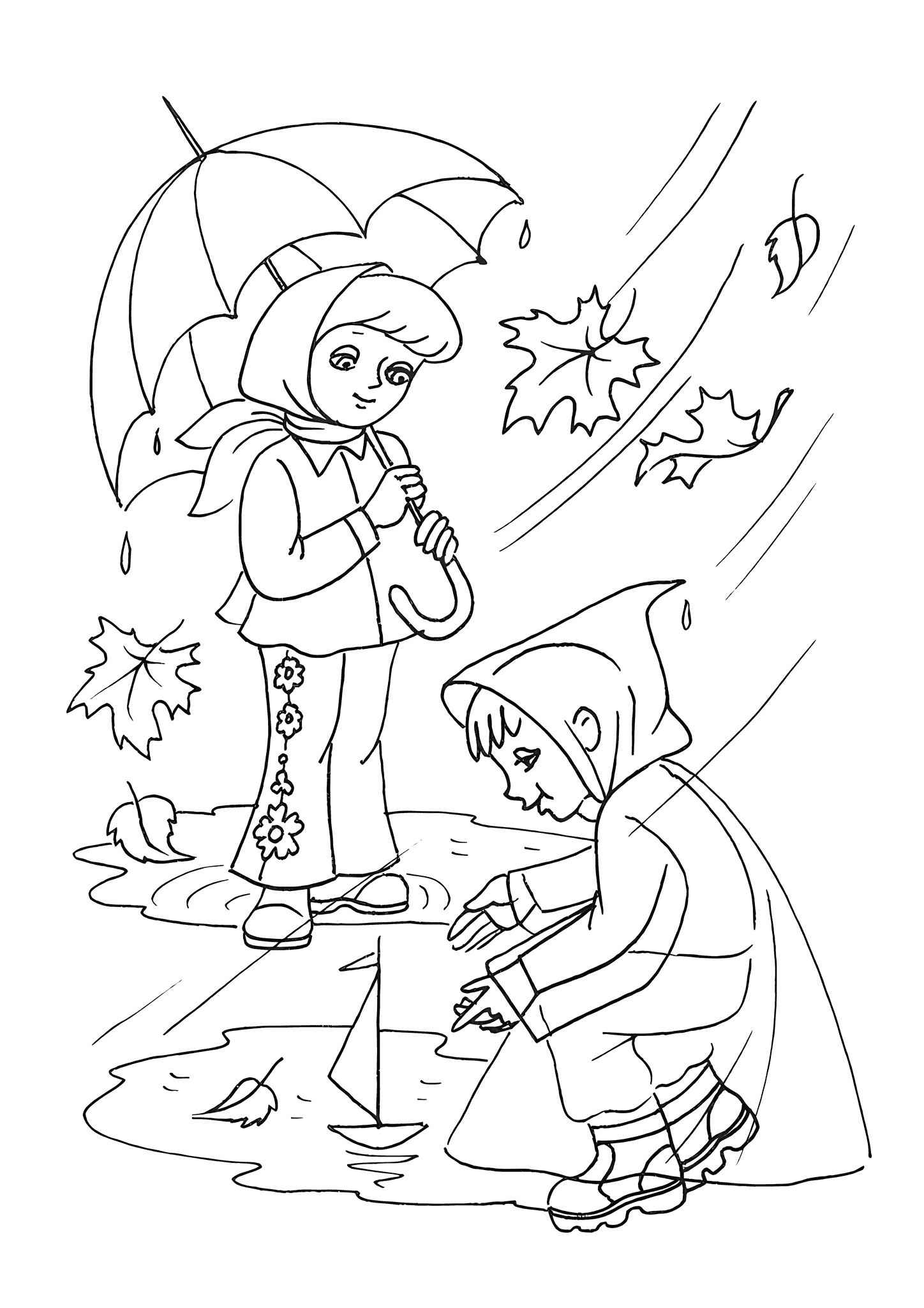 Autumn: Children Playing in the Rain