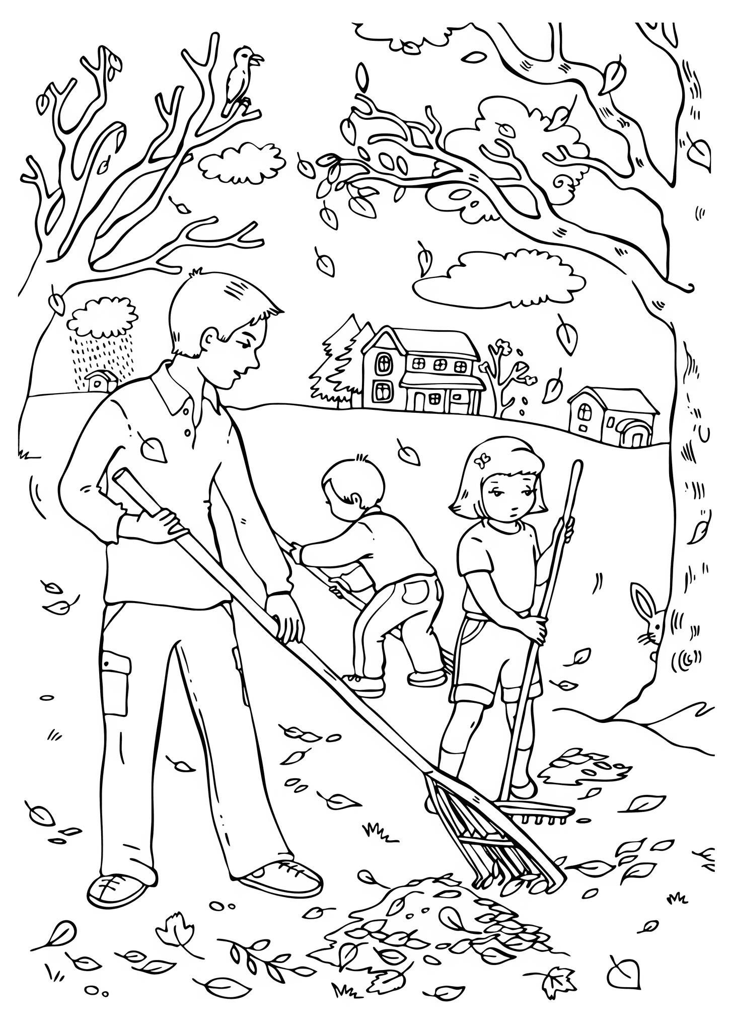 Cleaning in An Autumn Park