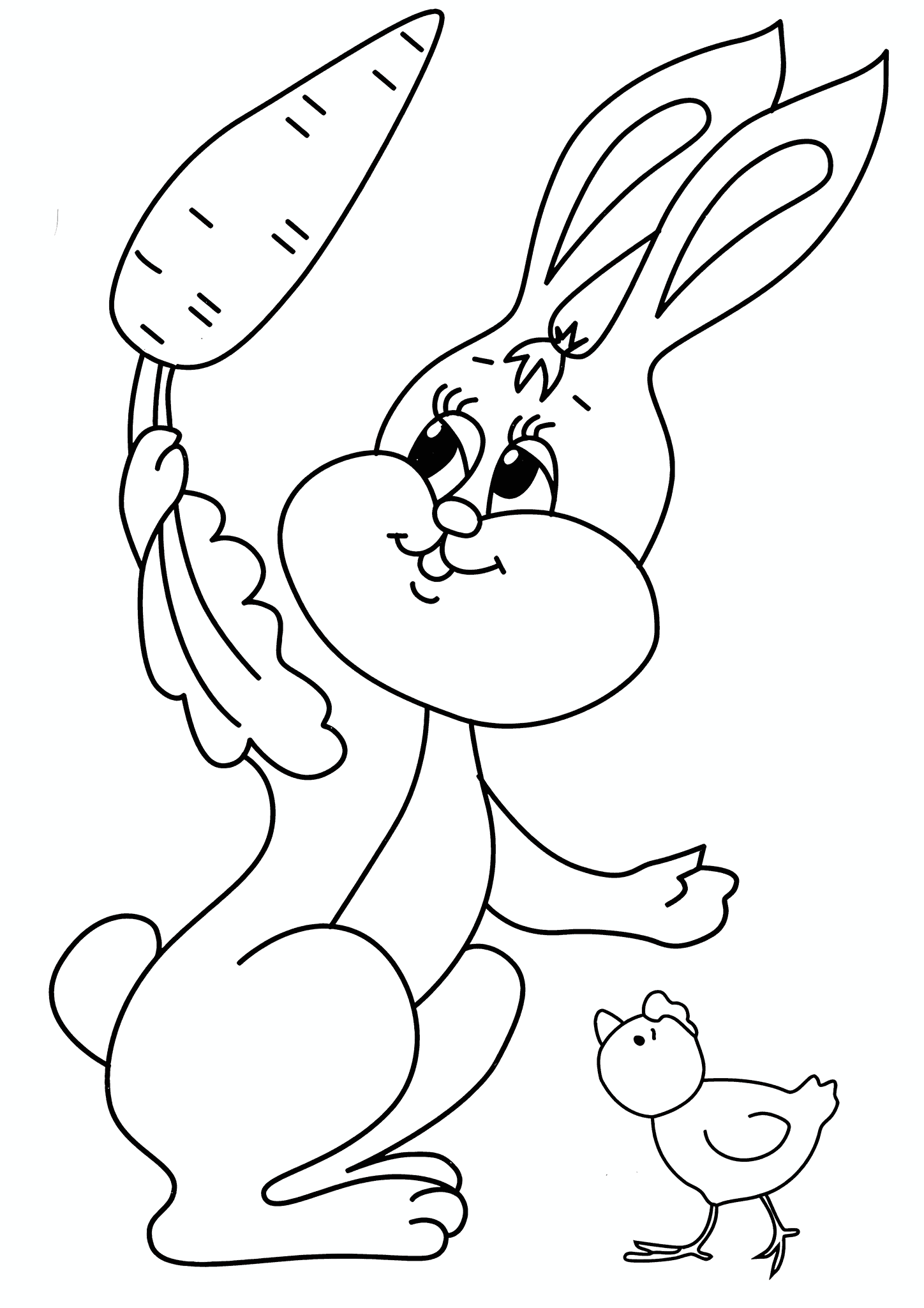 Bunny Shows the Carrot to the Chicken