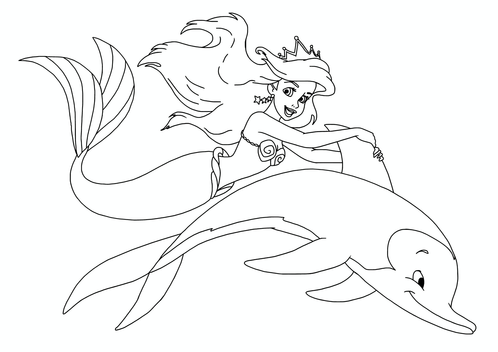 Ariel (Disney Princess) Rides a Dolphin