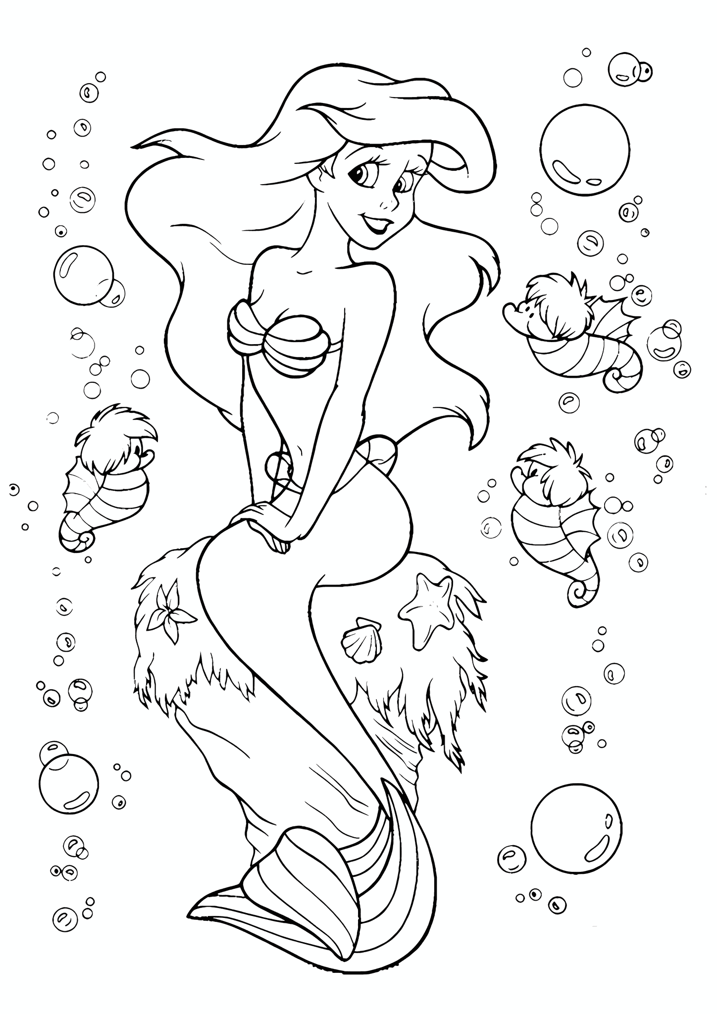 Ariel (Disney Princess) and the Seahorses