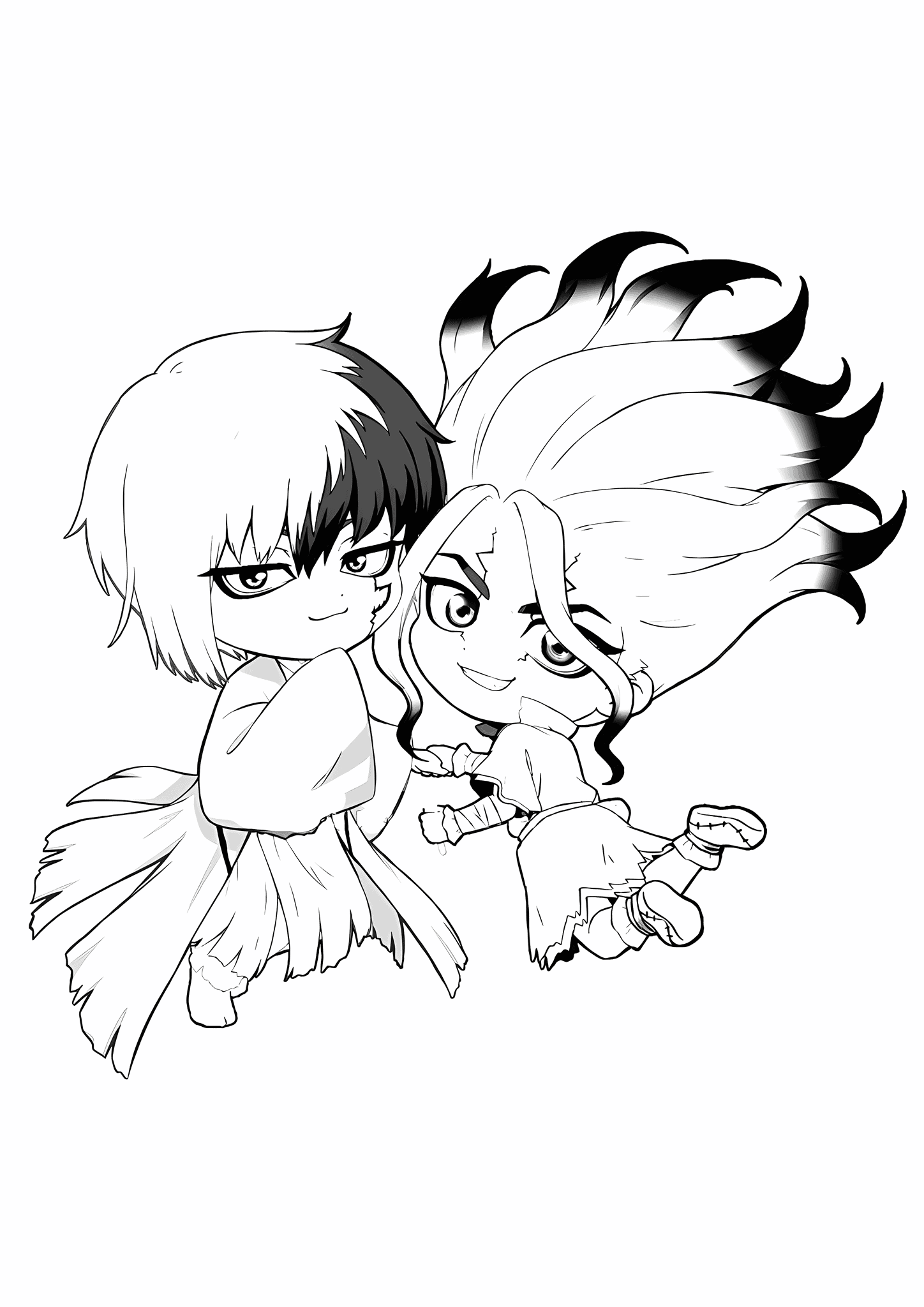 Chibi Senku and Gen (Dr. Stone)