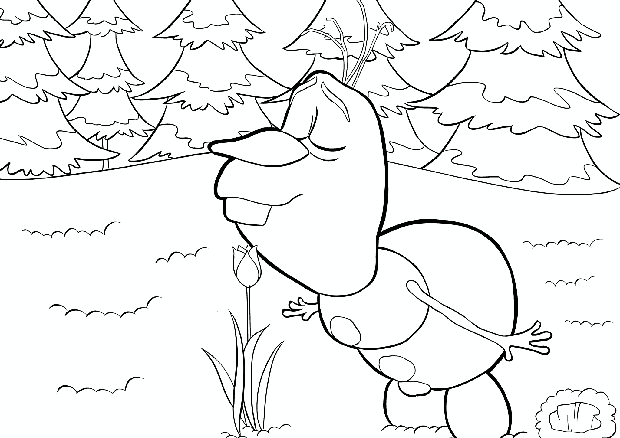 Frozen: Olaf is Sniffing a Flower