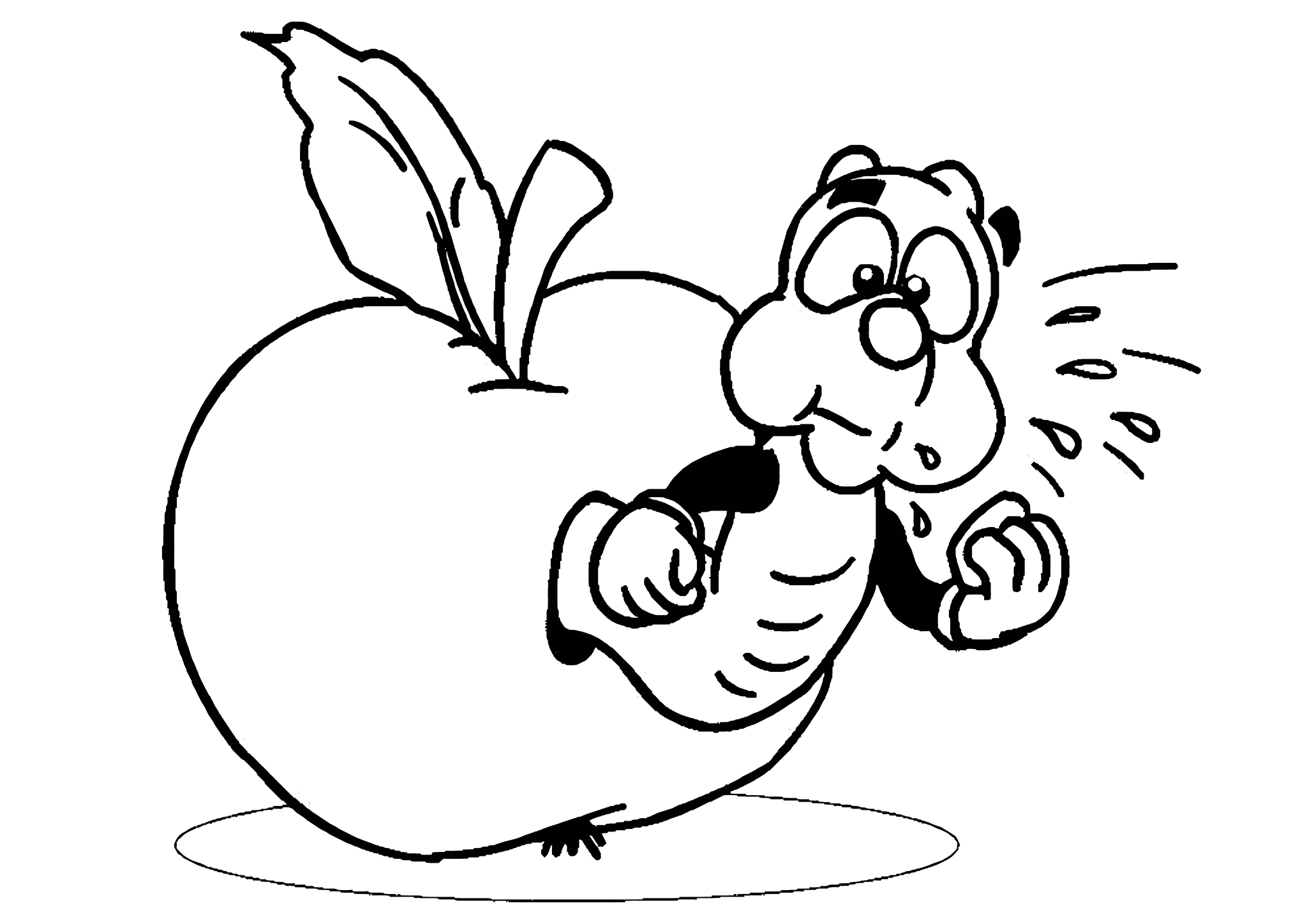 Worm Eats His Apple-lunch