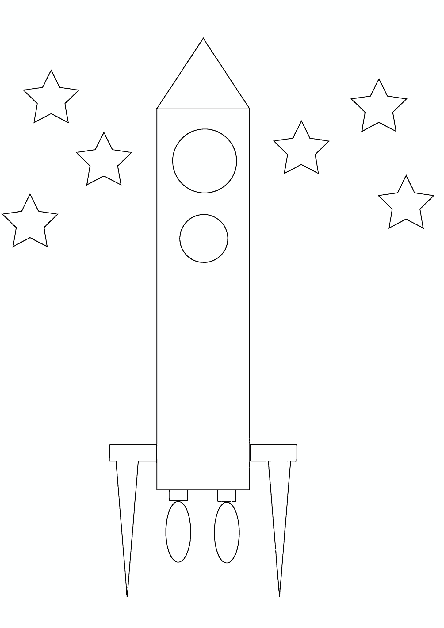 Geometric Shapes: a Long Rocket with Stars