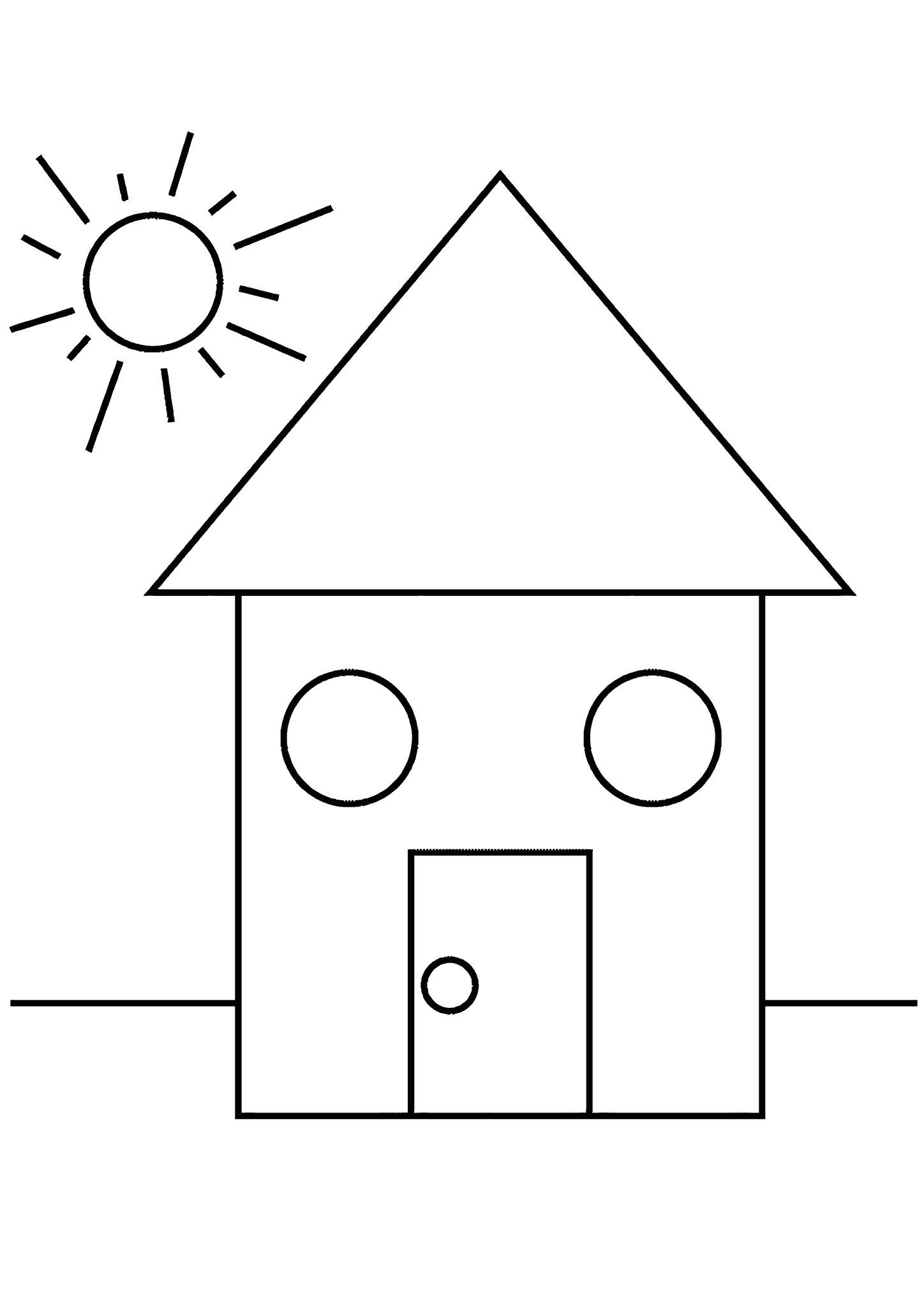 Geometric Shapes: House and the Sun