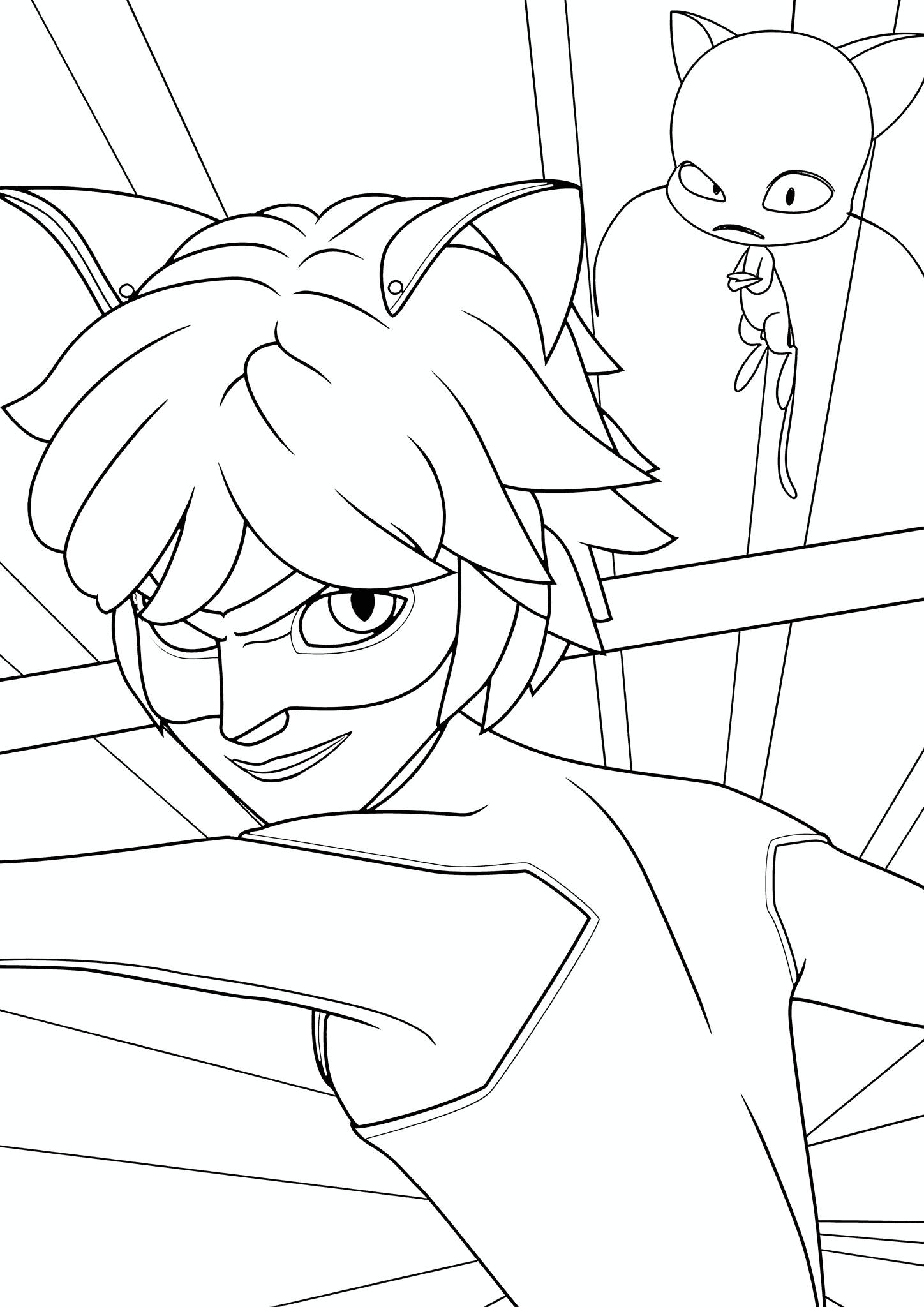 Cat Noir in the Middle of the Battle