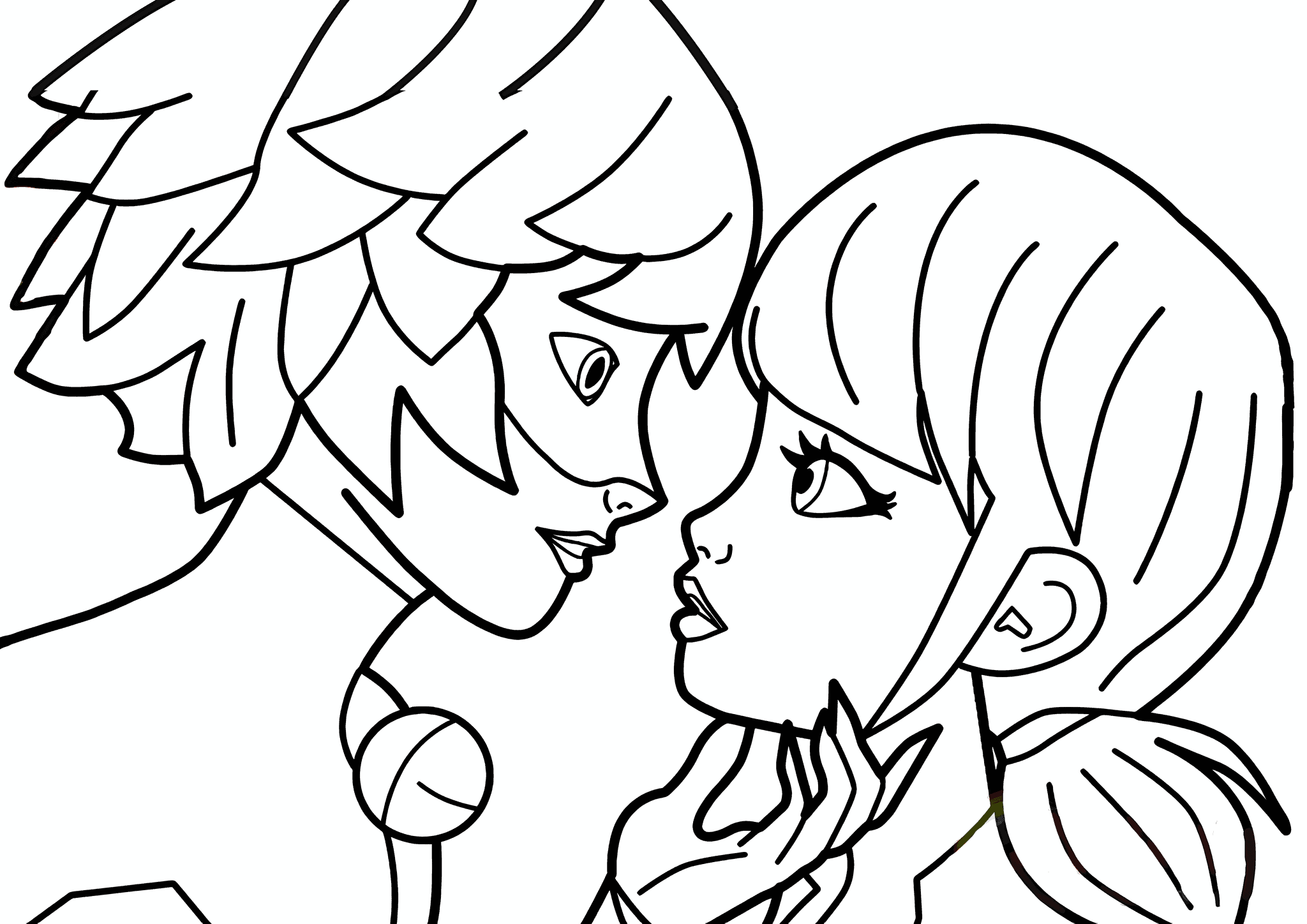 Kissing Marinette and Cat Noir