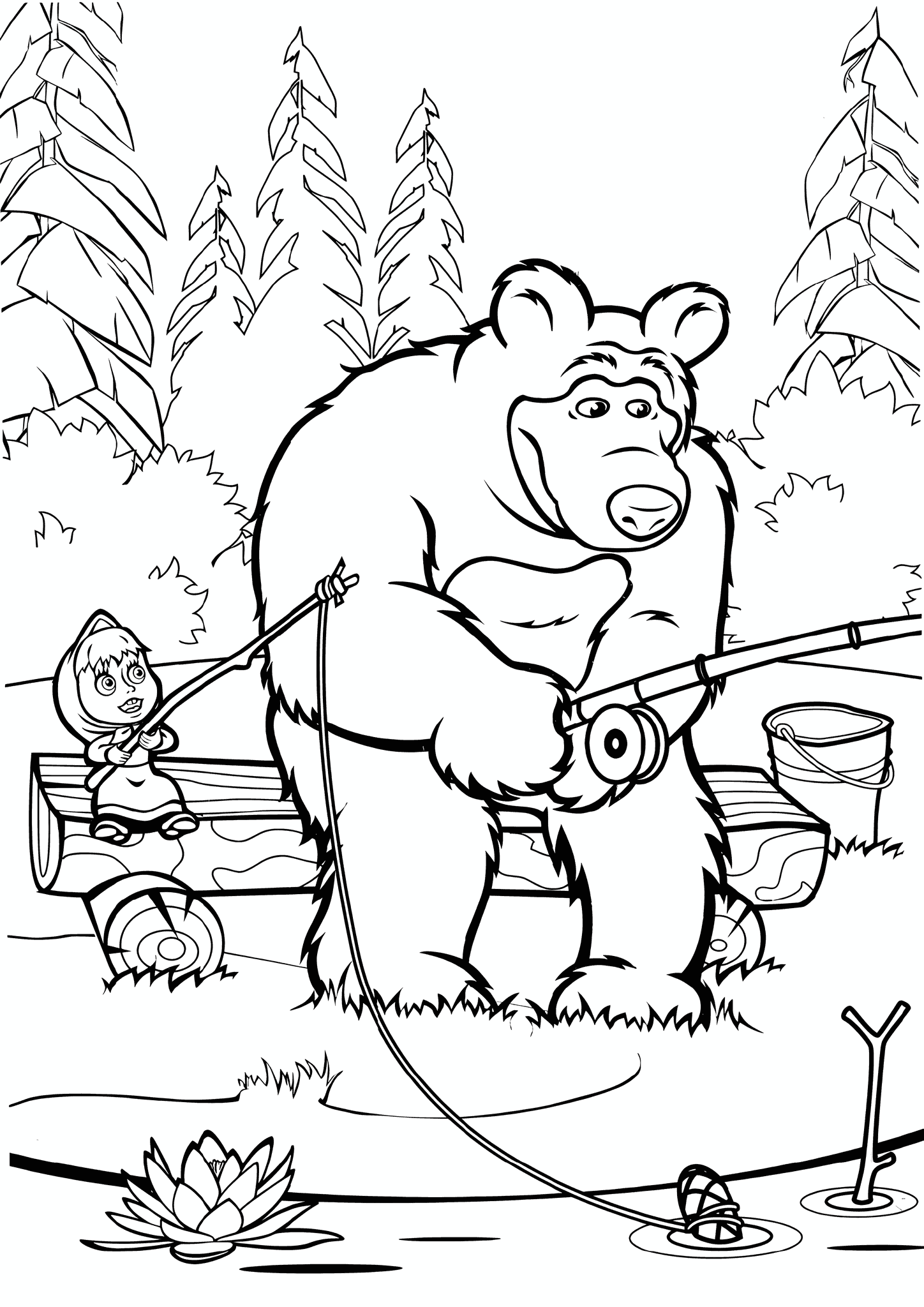 Masha and the Bear on Fishing