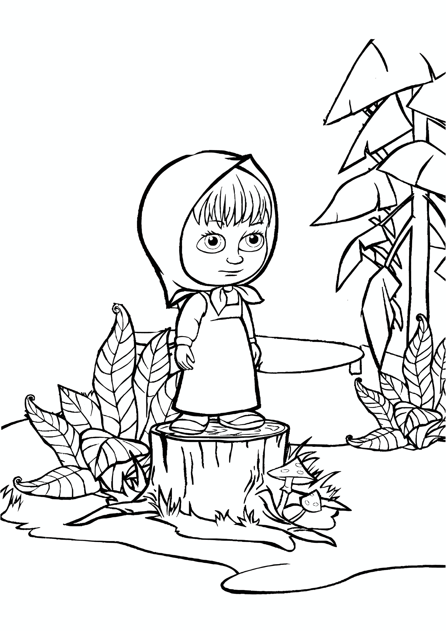 Masha and the Bear: Sad Masha on a Stump
