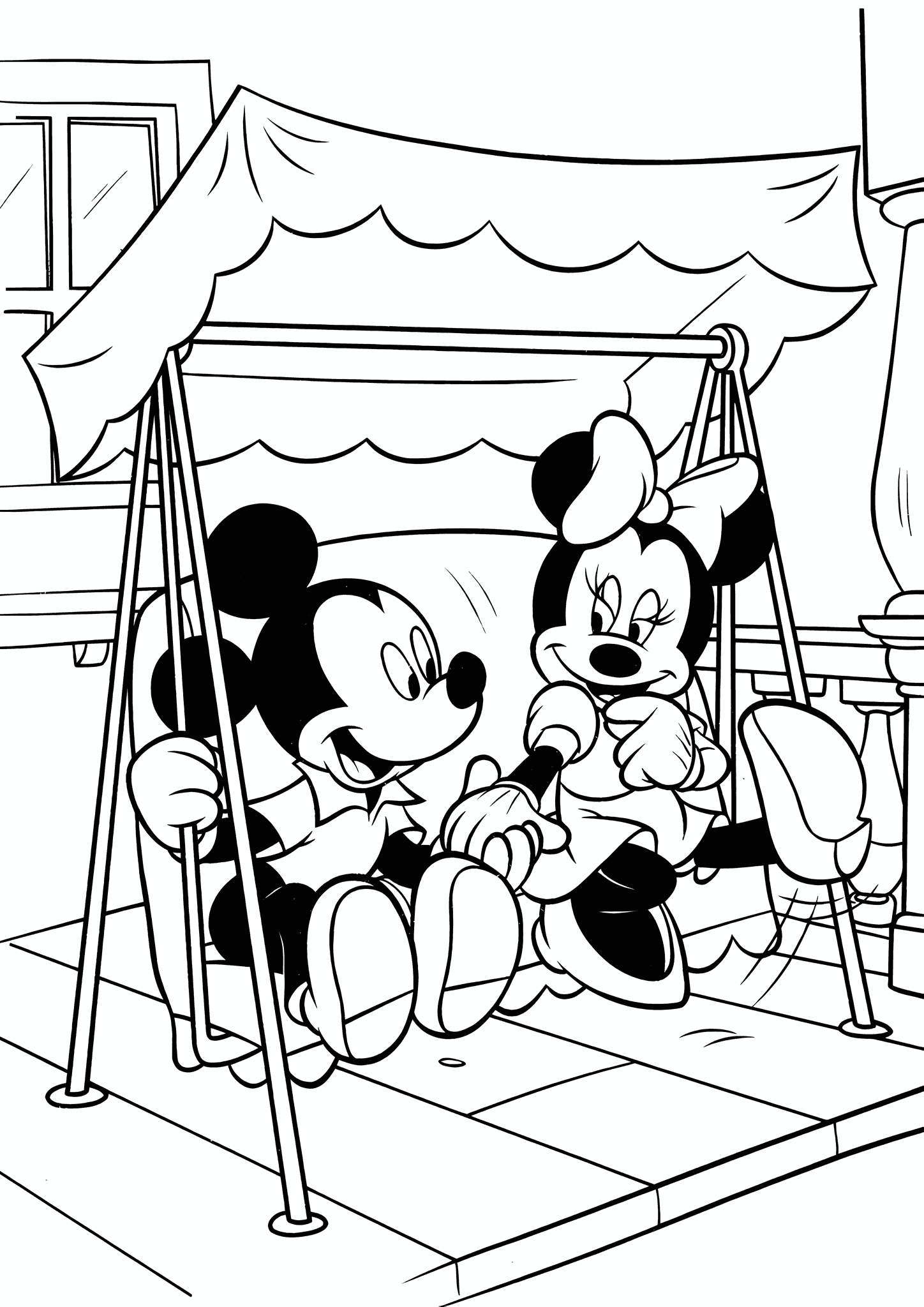 Mickey Mouse: a Couple in Love on a Swing