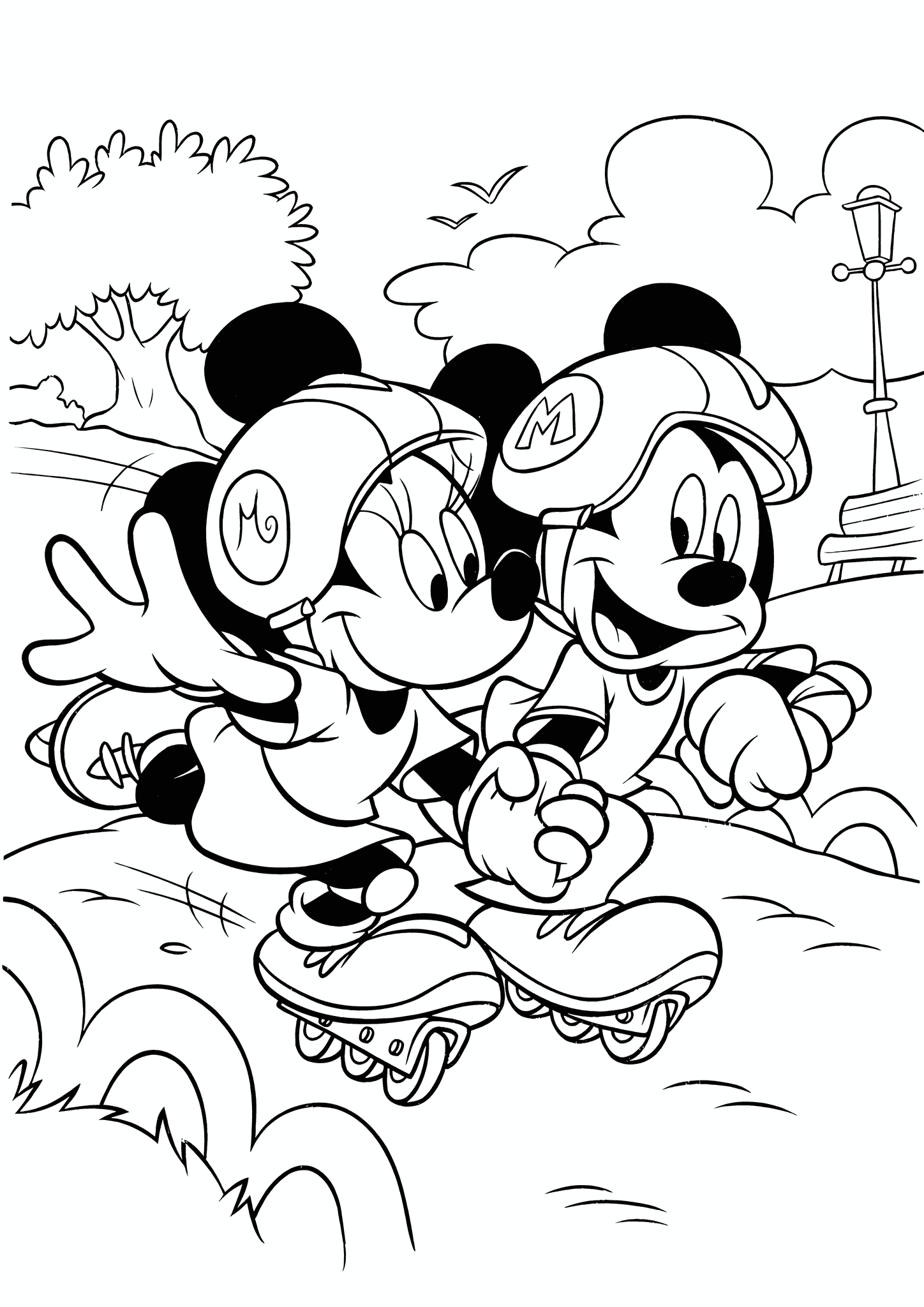 Mickey Mouse: Sweet Couple on Roller Skates