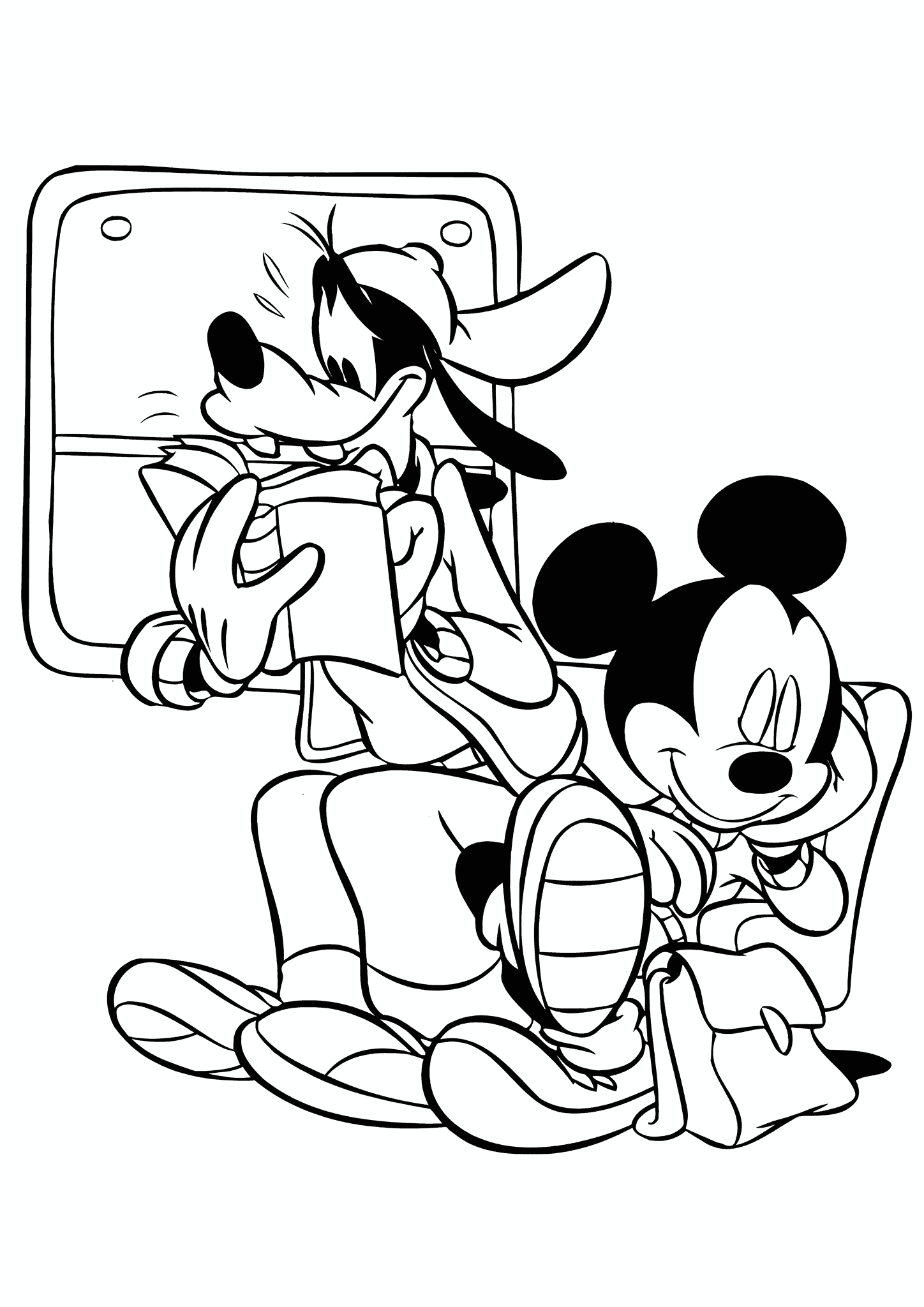 Sleeping Mickey and Goofy at the Airport