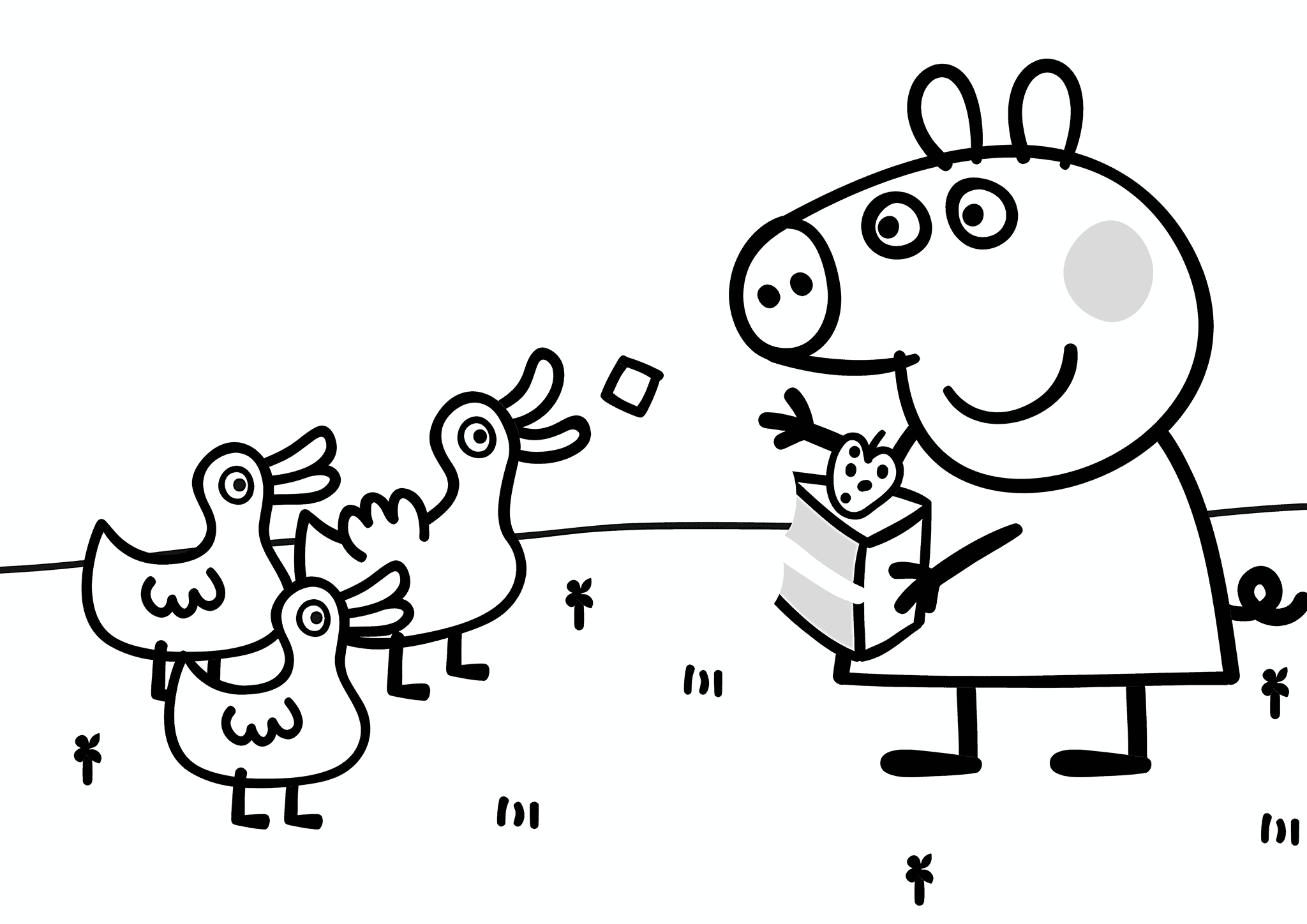 Peppa Pig Feeds Ducks