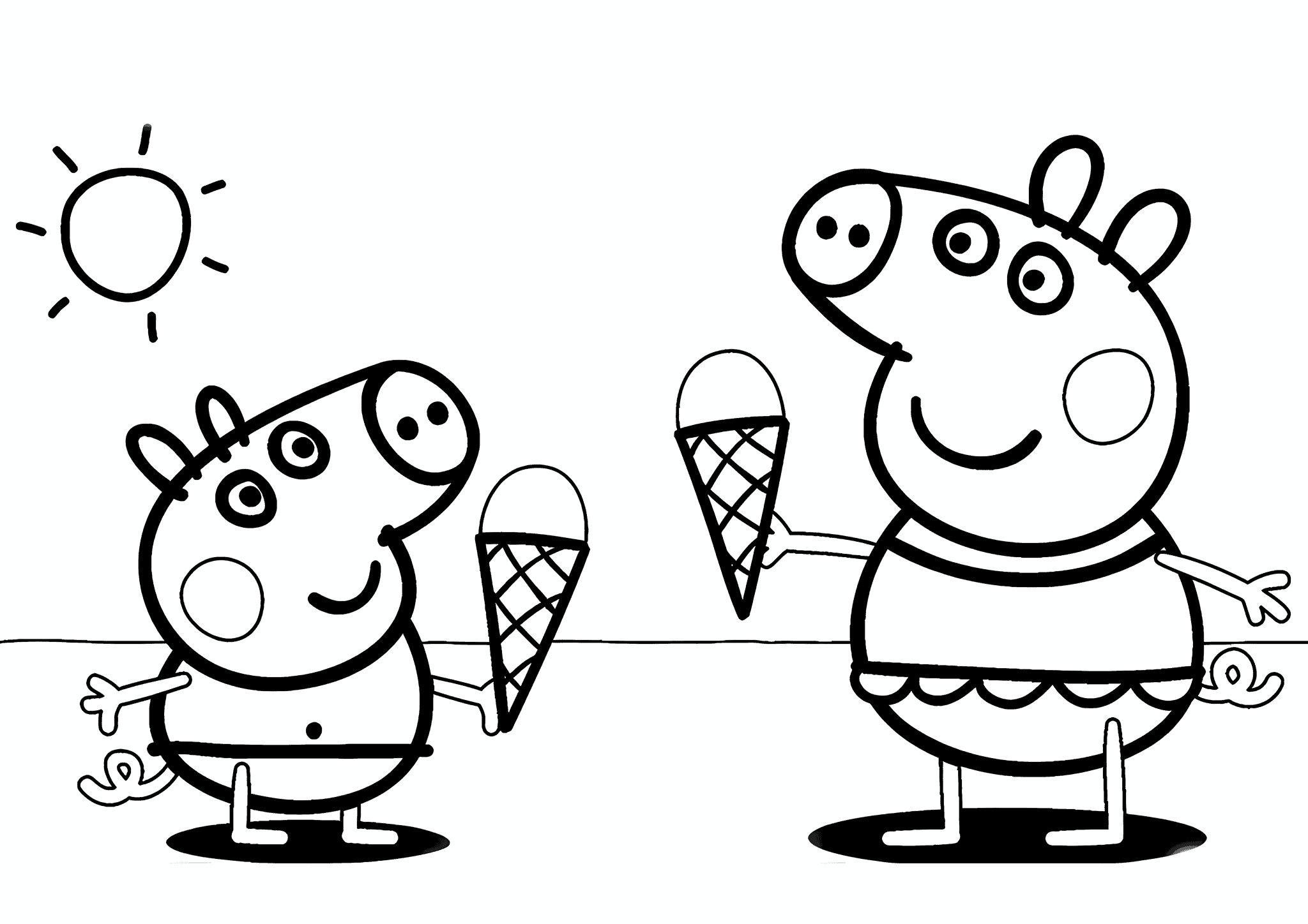 Peppa Pig and George Eating Ice Cream