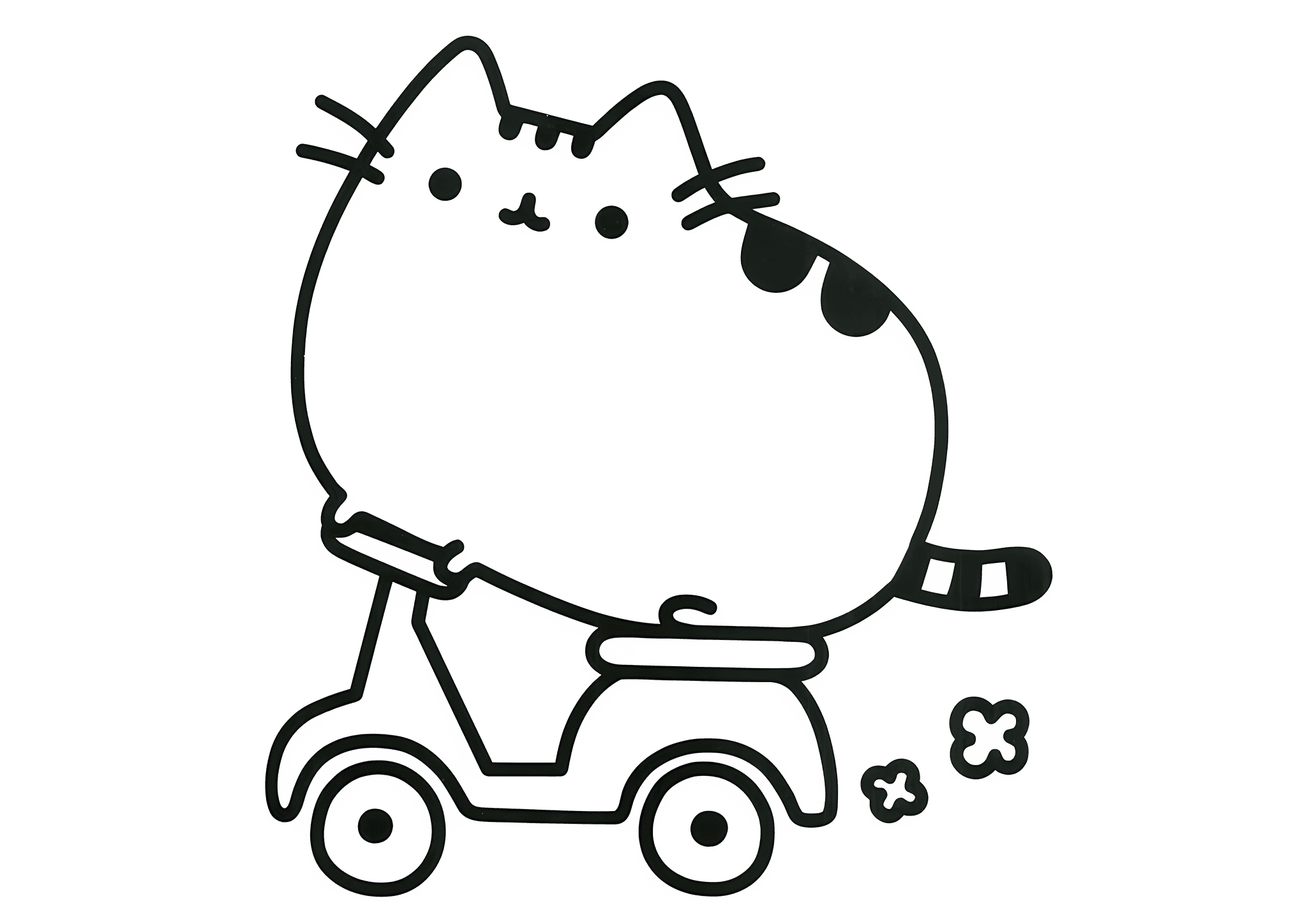 Cute Cat Pusheen on a Scooter