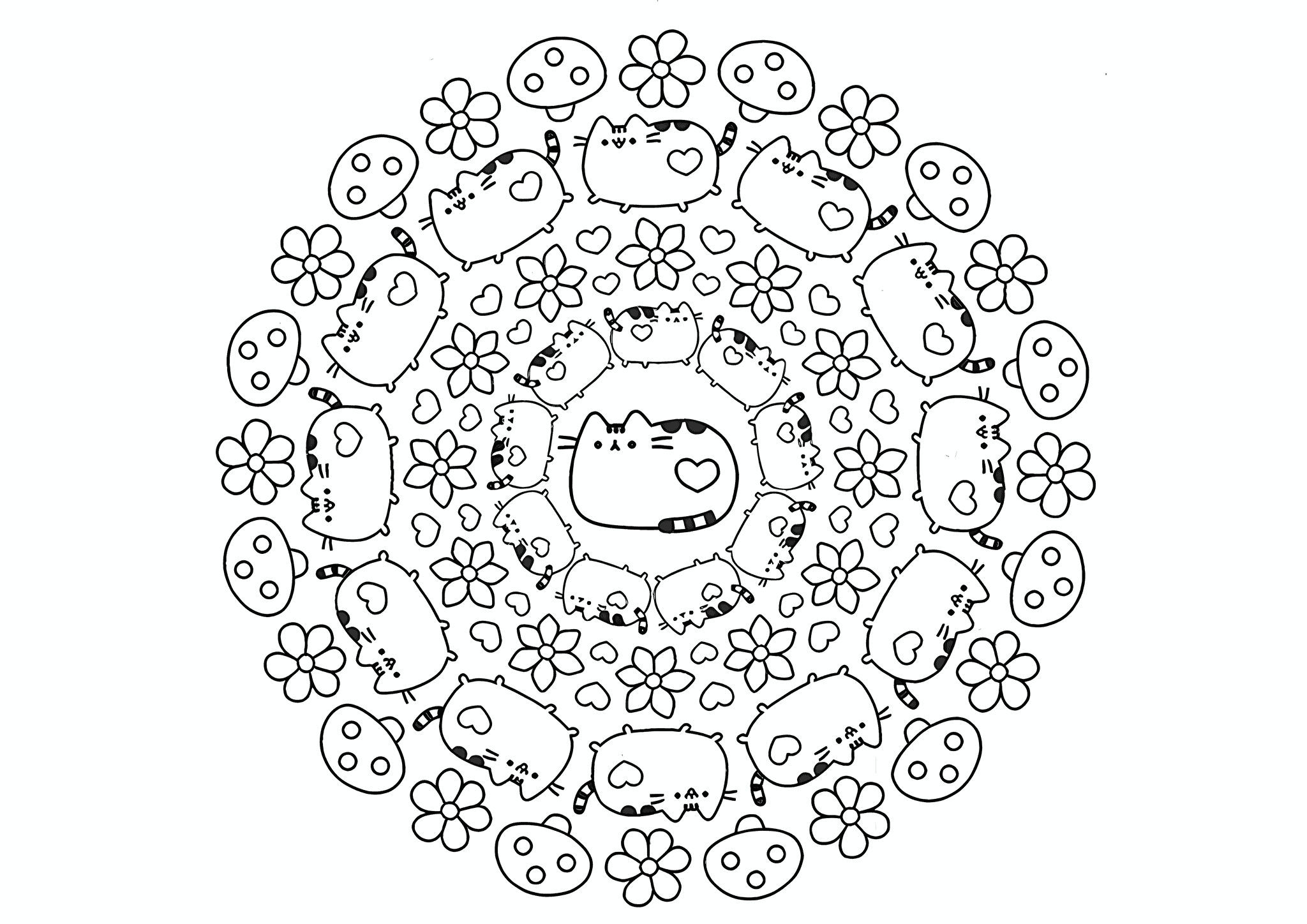 Pusheen: Mandala with Vegetation