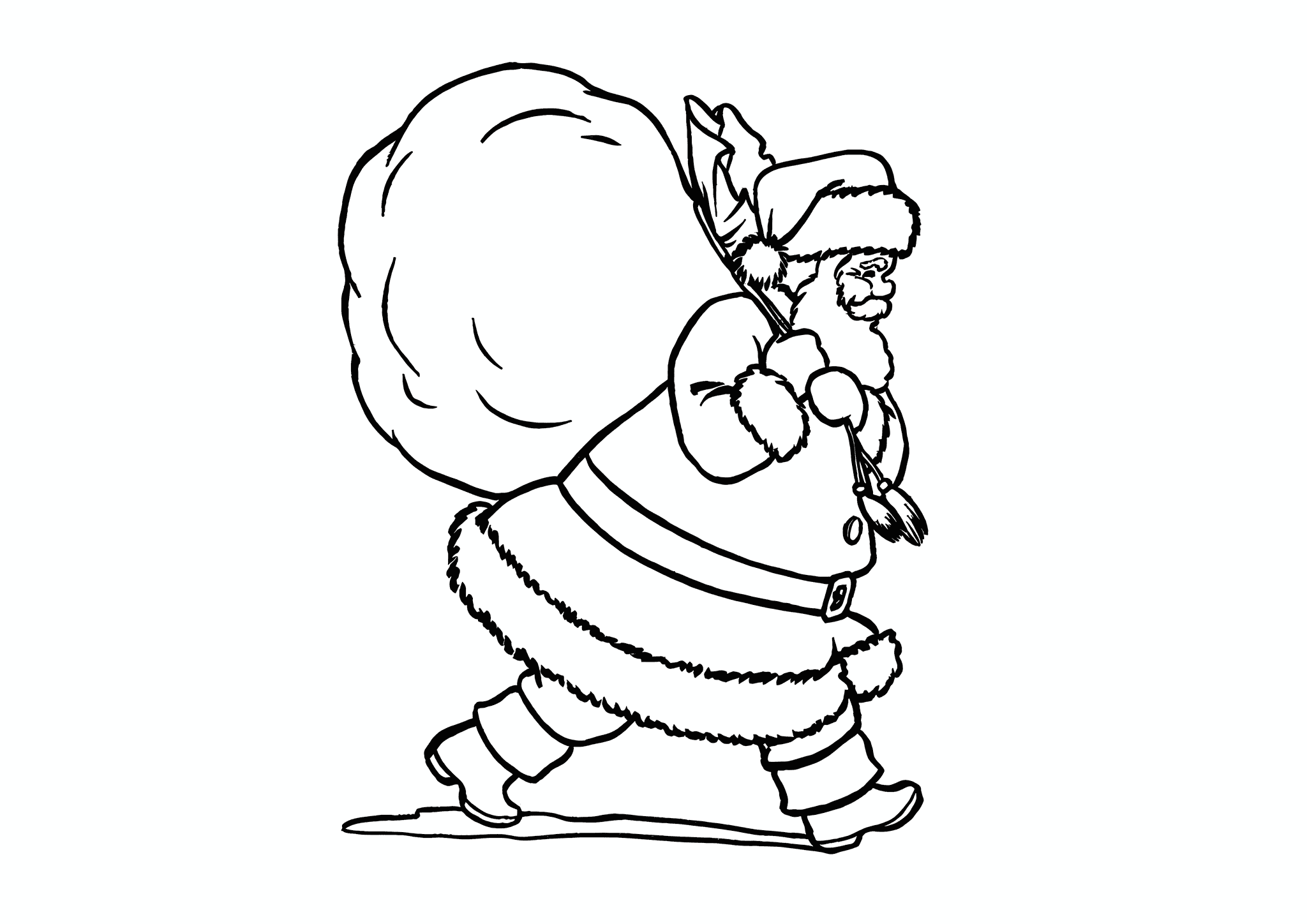 Santa Claus with a Bag of Presents