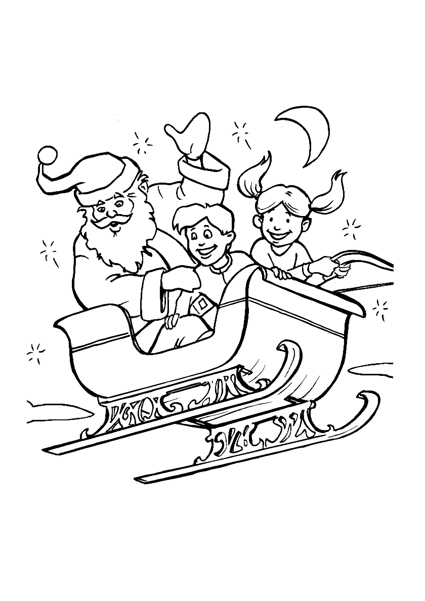Santa with Children on a Sleigh