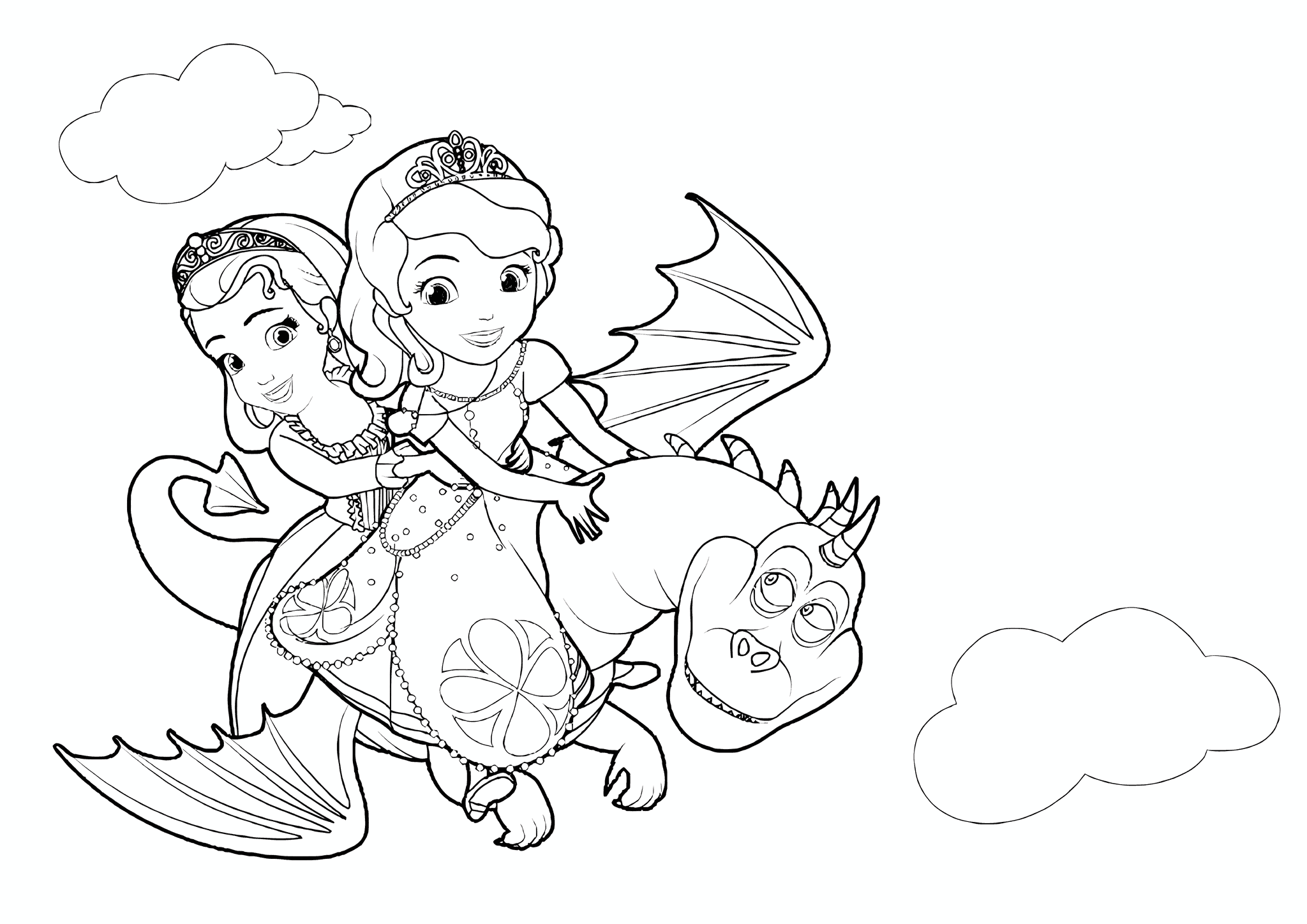 Sofia the First Flying on a Dragon