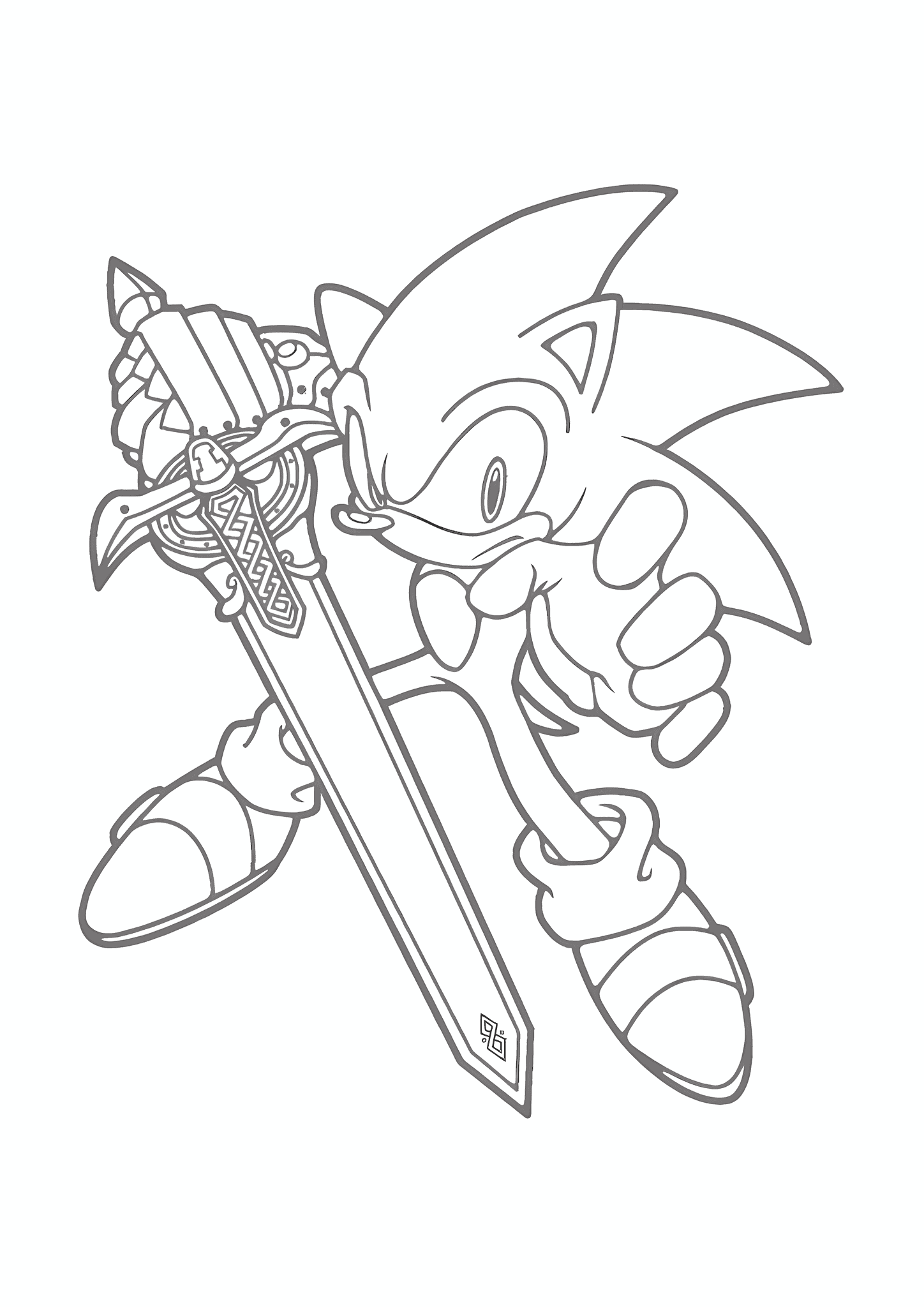 Sonic the Hedgehog with a Sword in His Hand