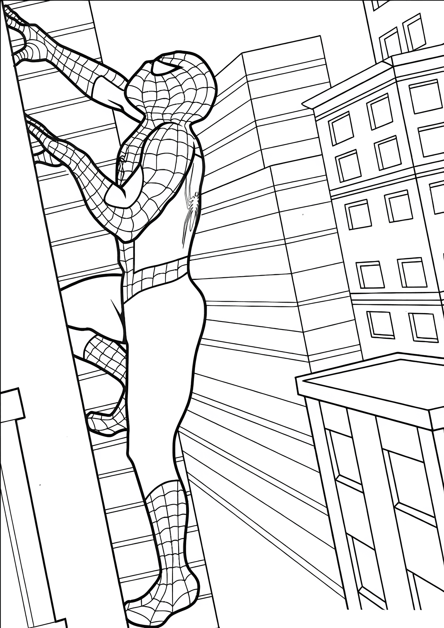 Spiderman Climbs on the Roof