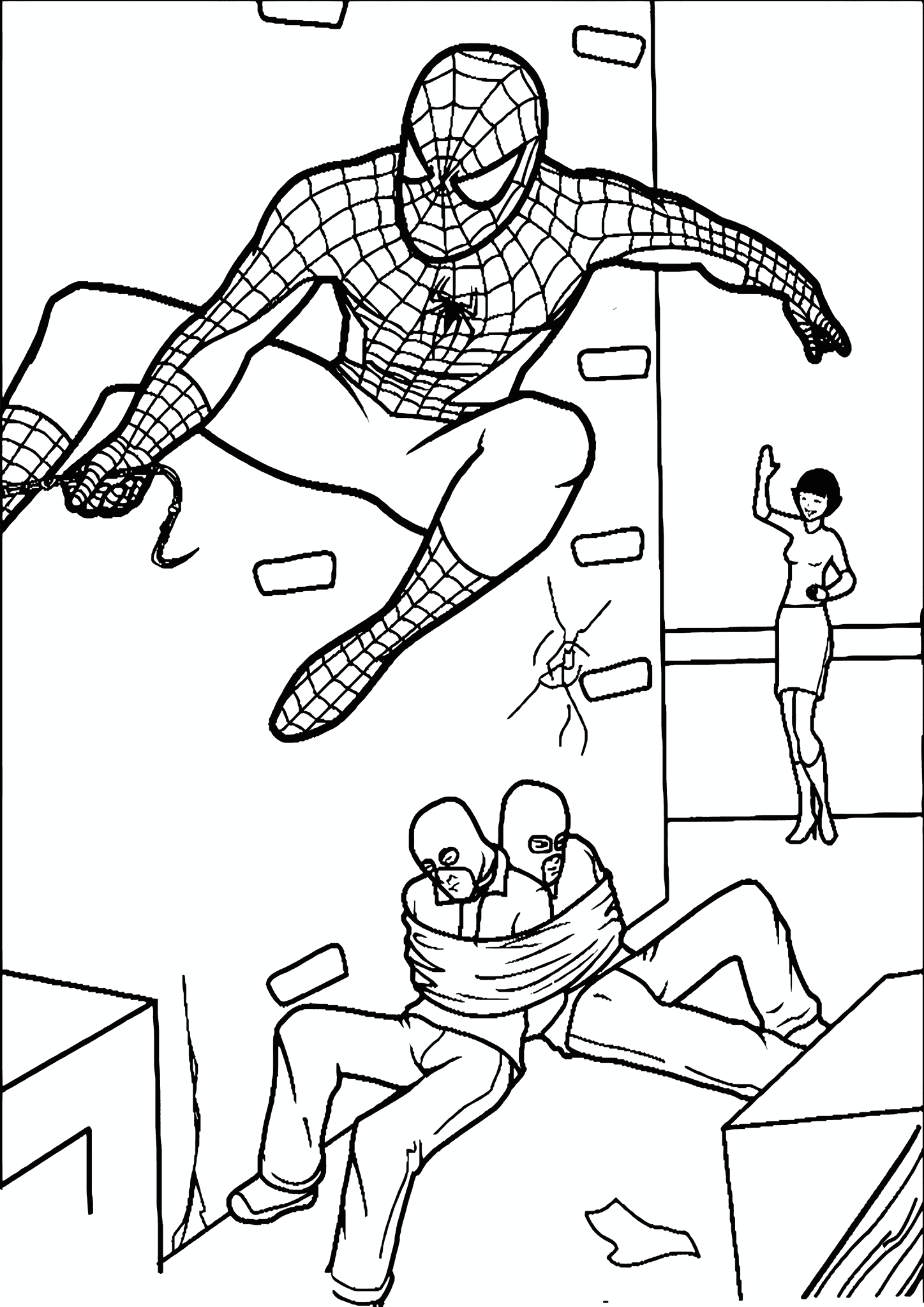 Spiderman Tied Up the Criminals