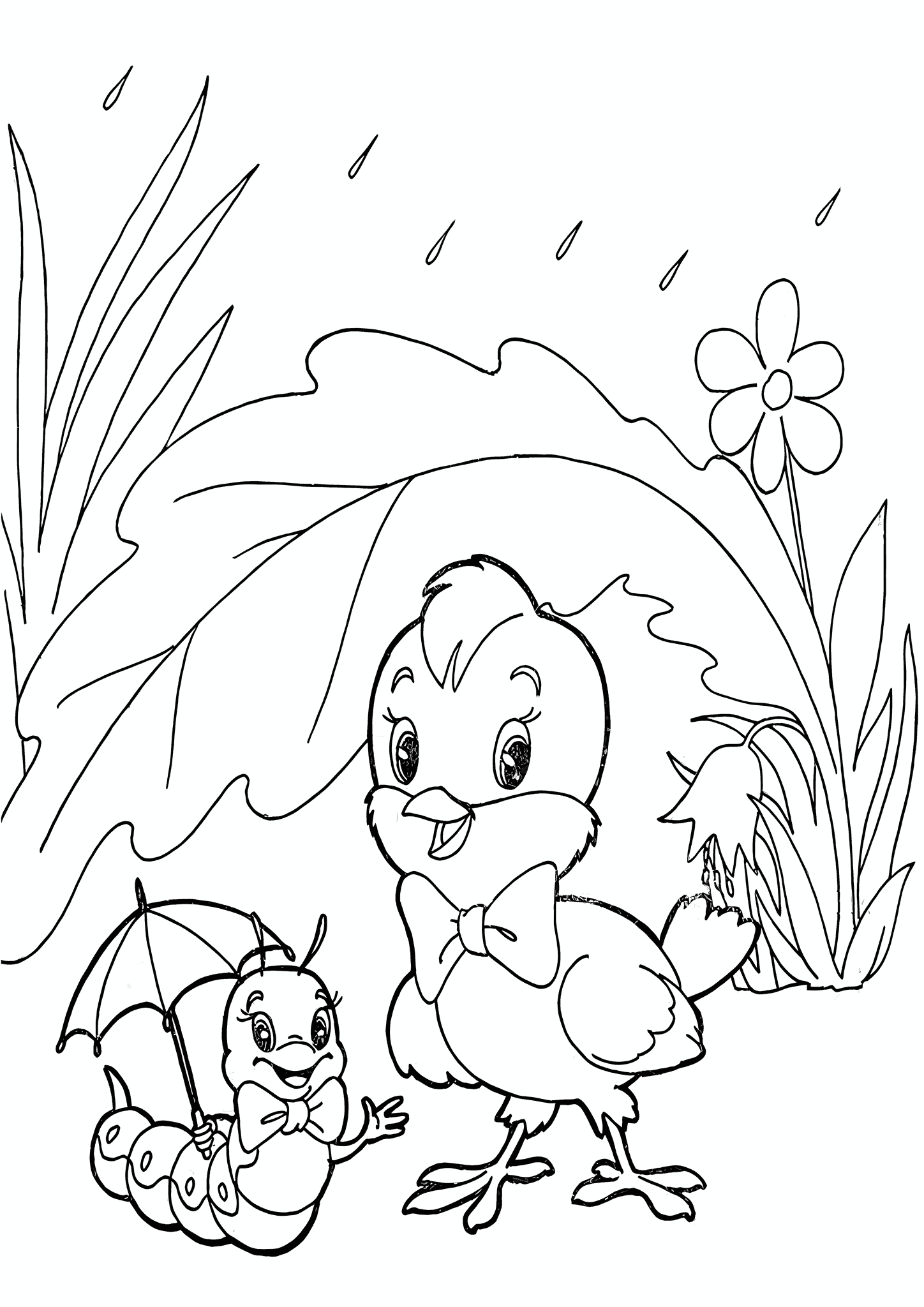 Summer: Chickadee and Caterpillar