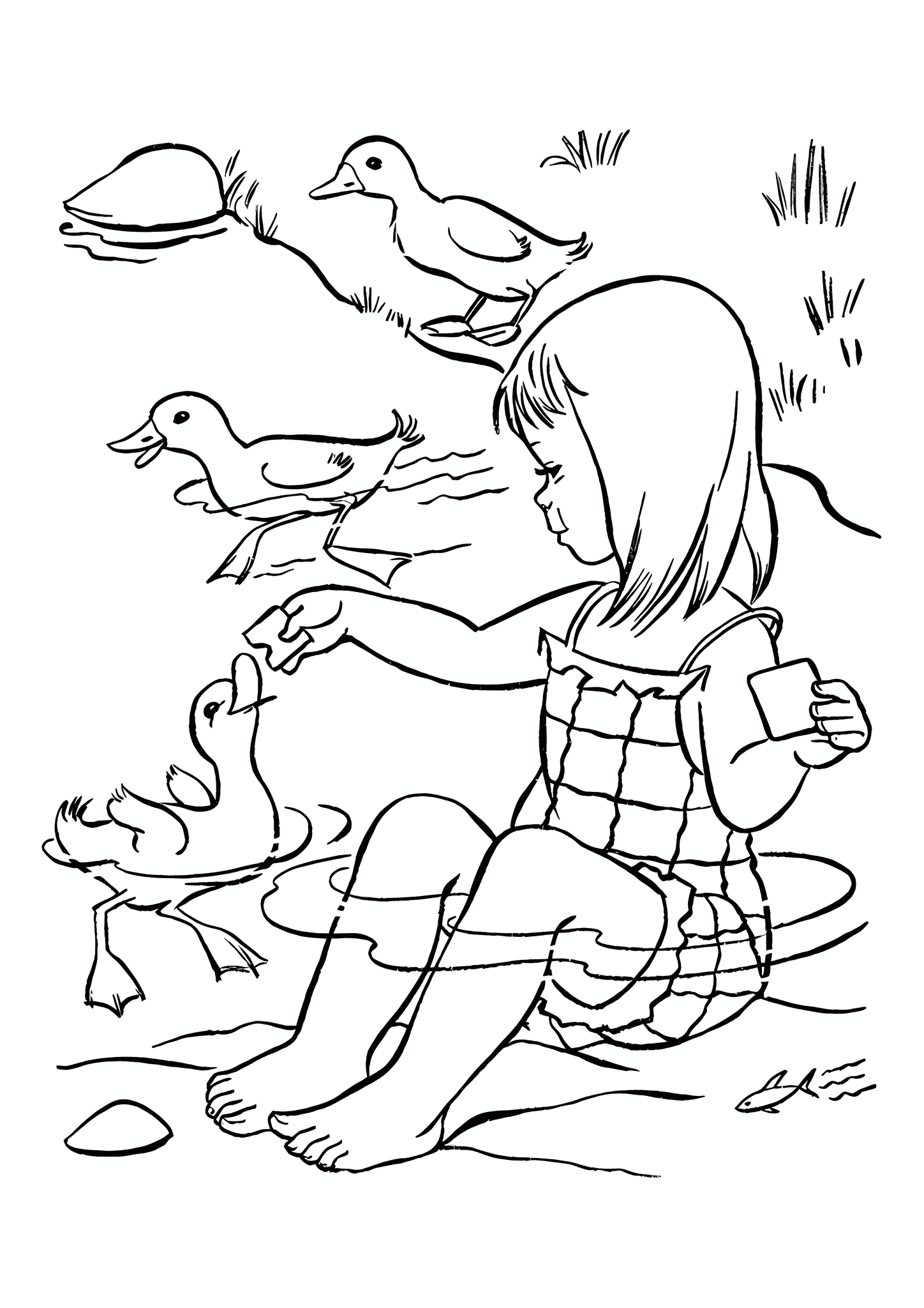 Summer: Girl Feeds Ducks
