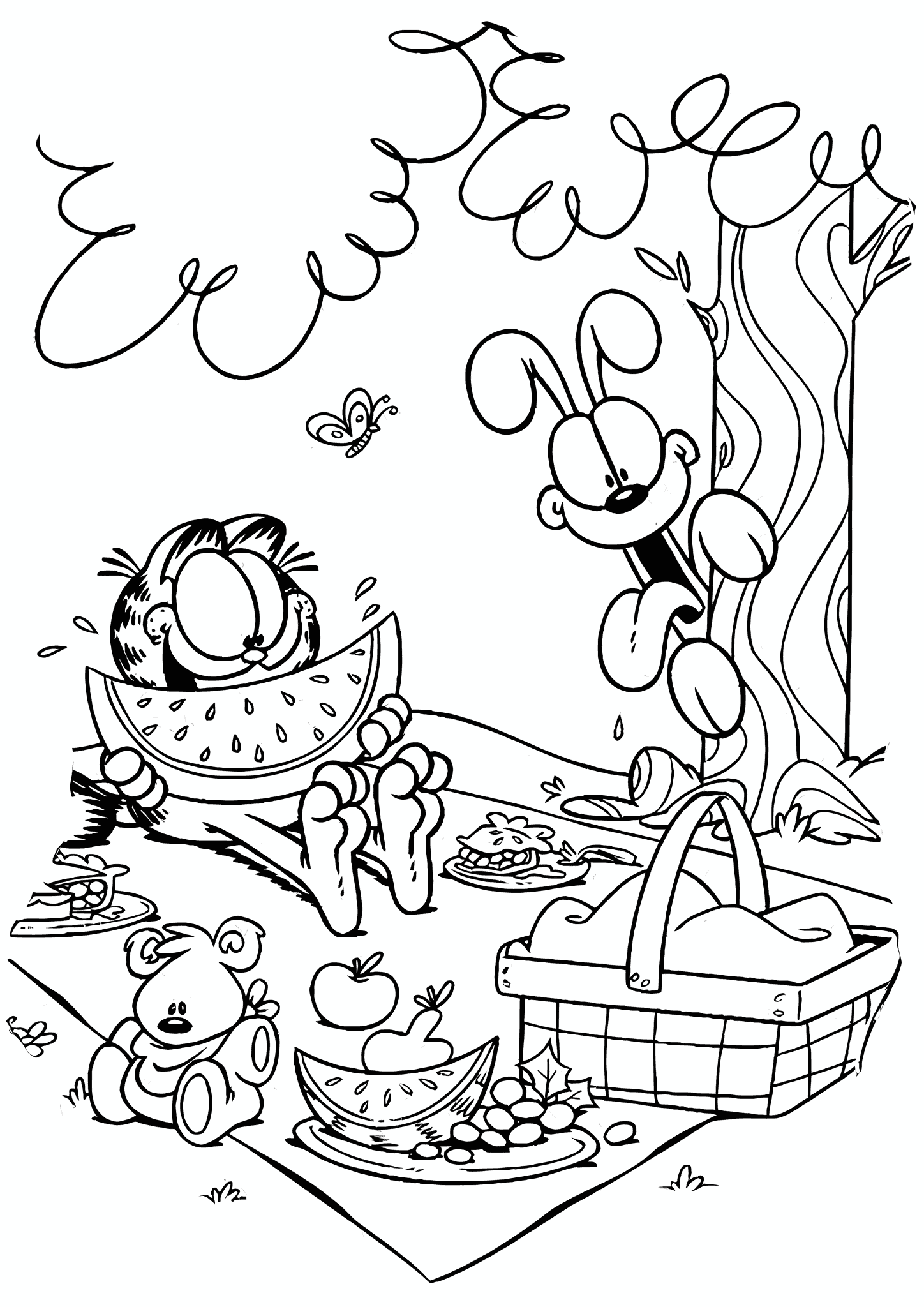 Summer: Cat and Dog at Picnic