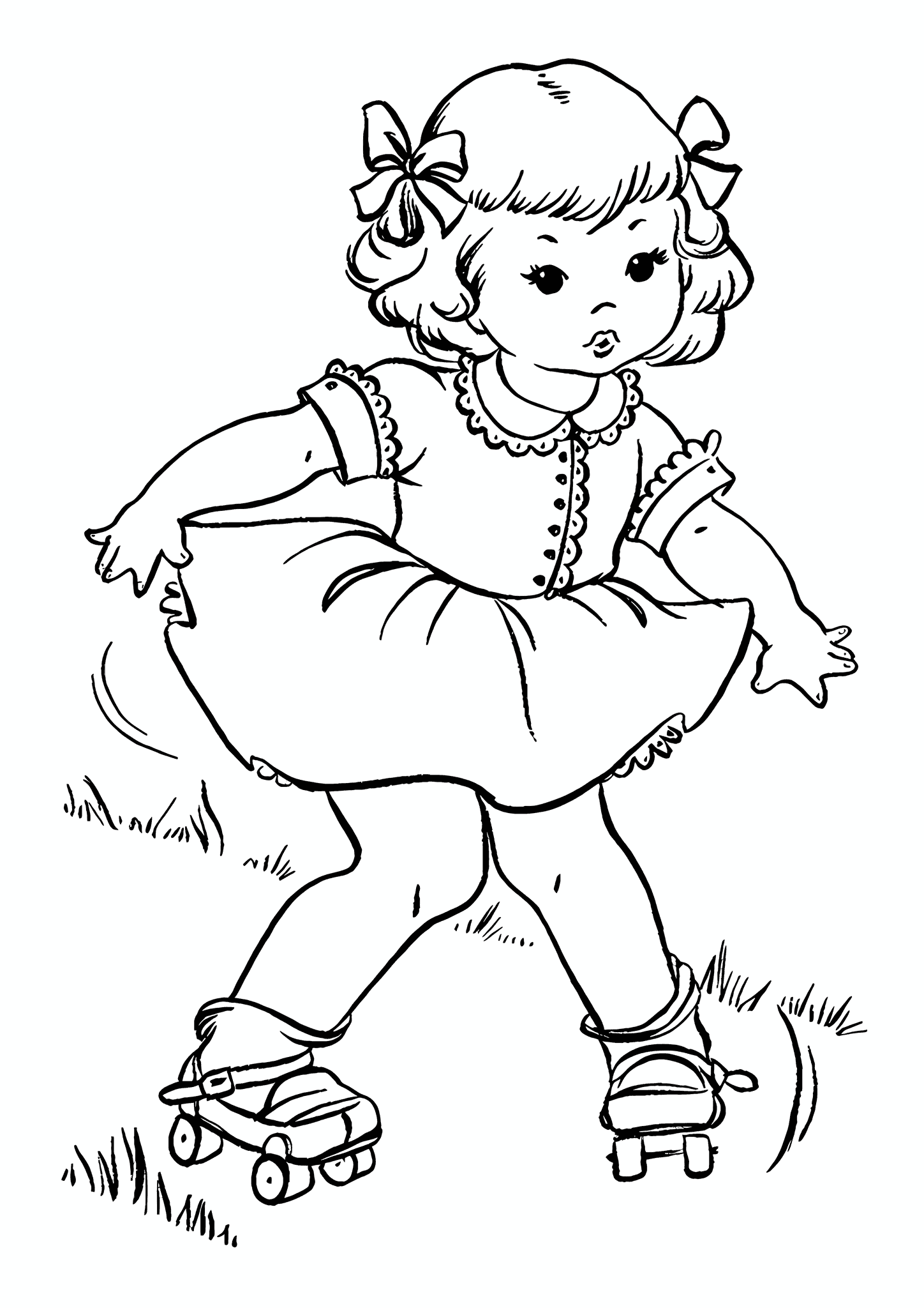 Summer: Girl Skates on Roller Skates