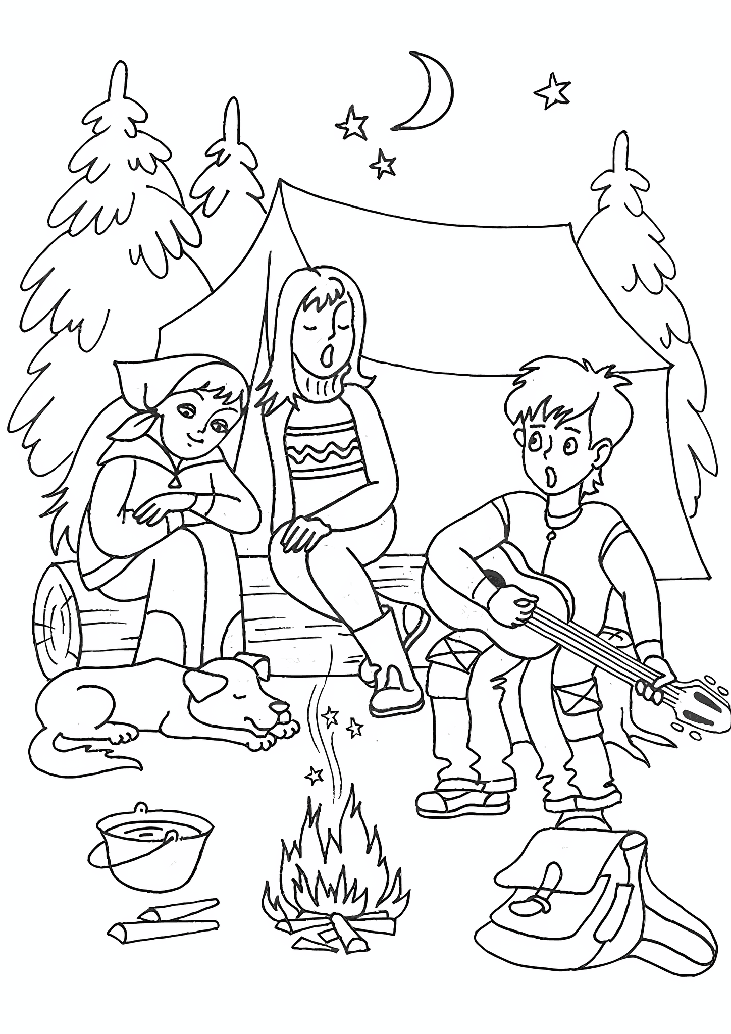 Summer: Hikers Singing By the Fire