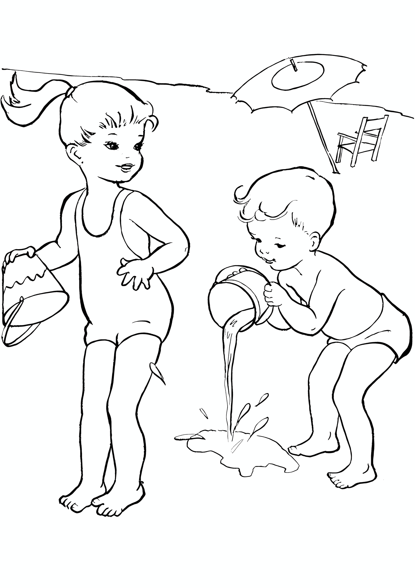 Summer: Girl and Boy with Buckets