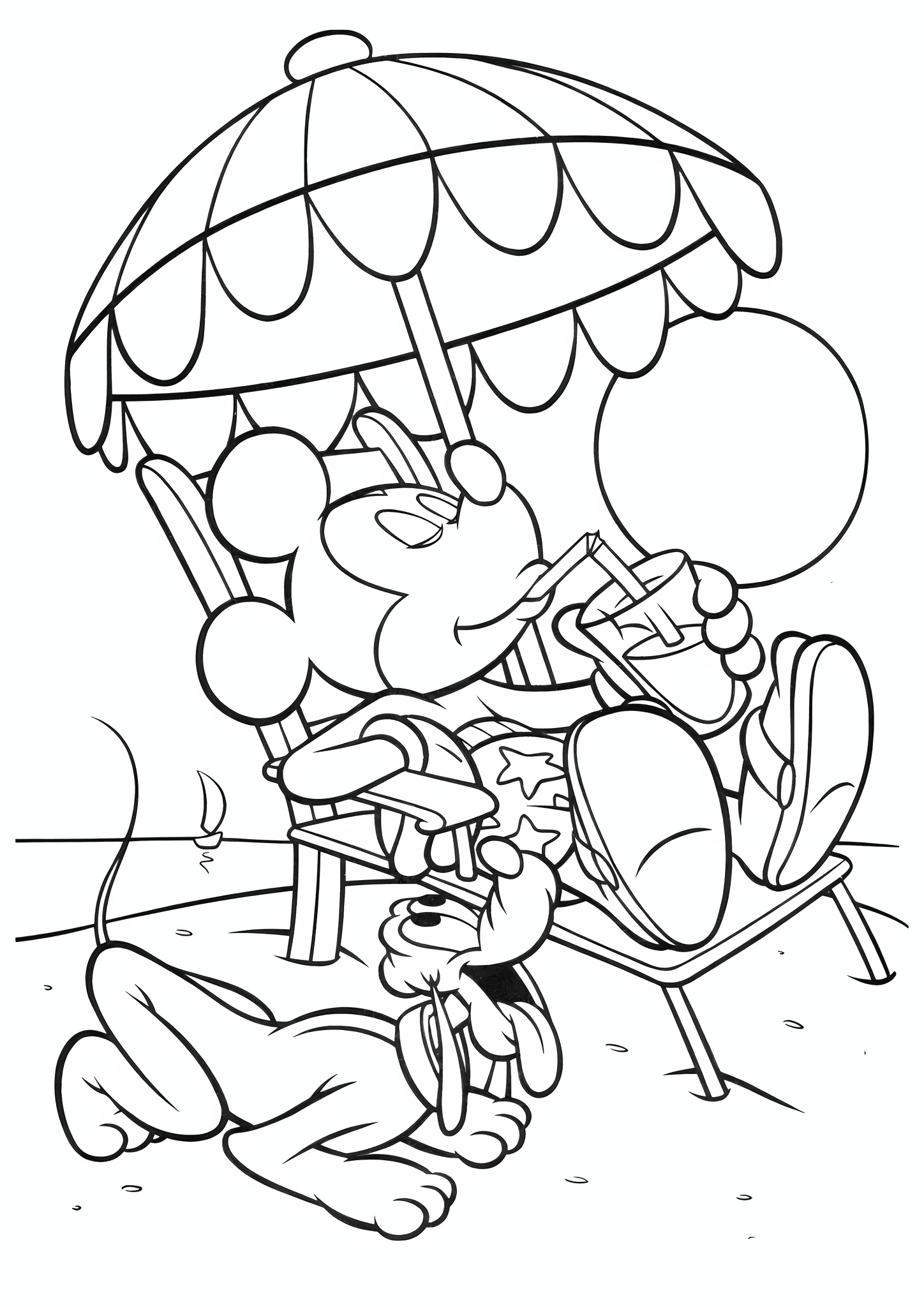 Summer: Mickey Mouse and Pluto on the Beach