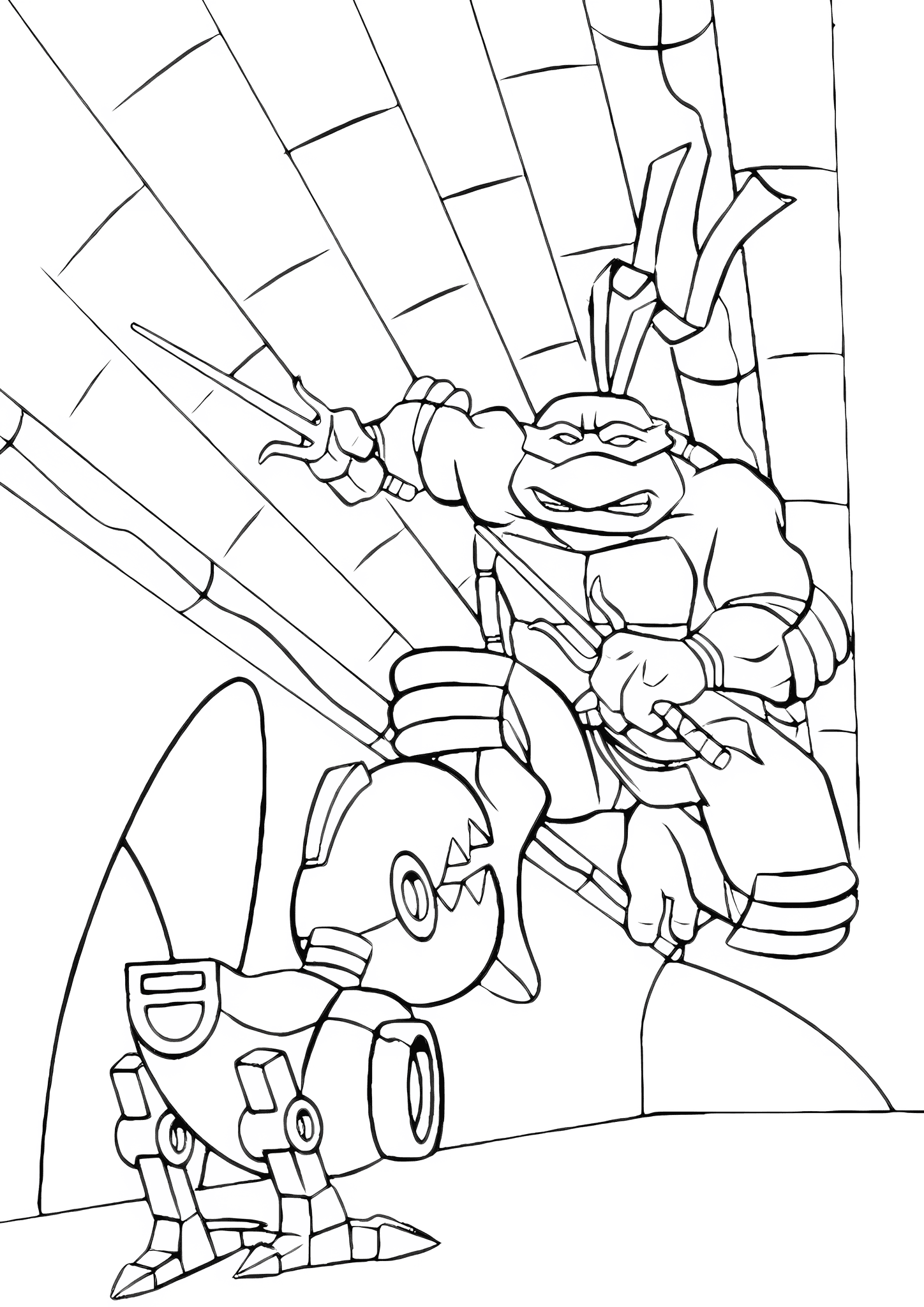 Ninja Turtles: Raphael Attacks the Robot