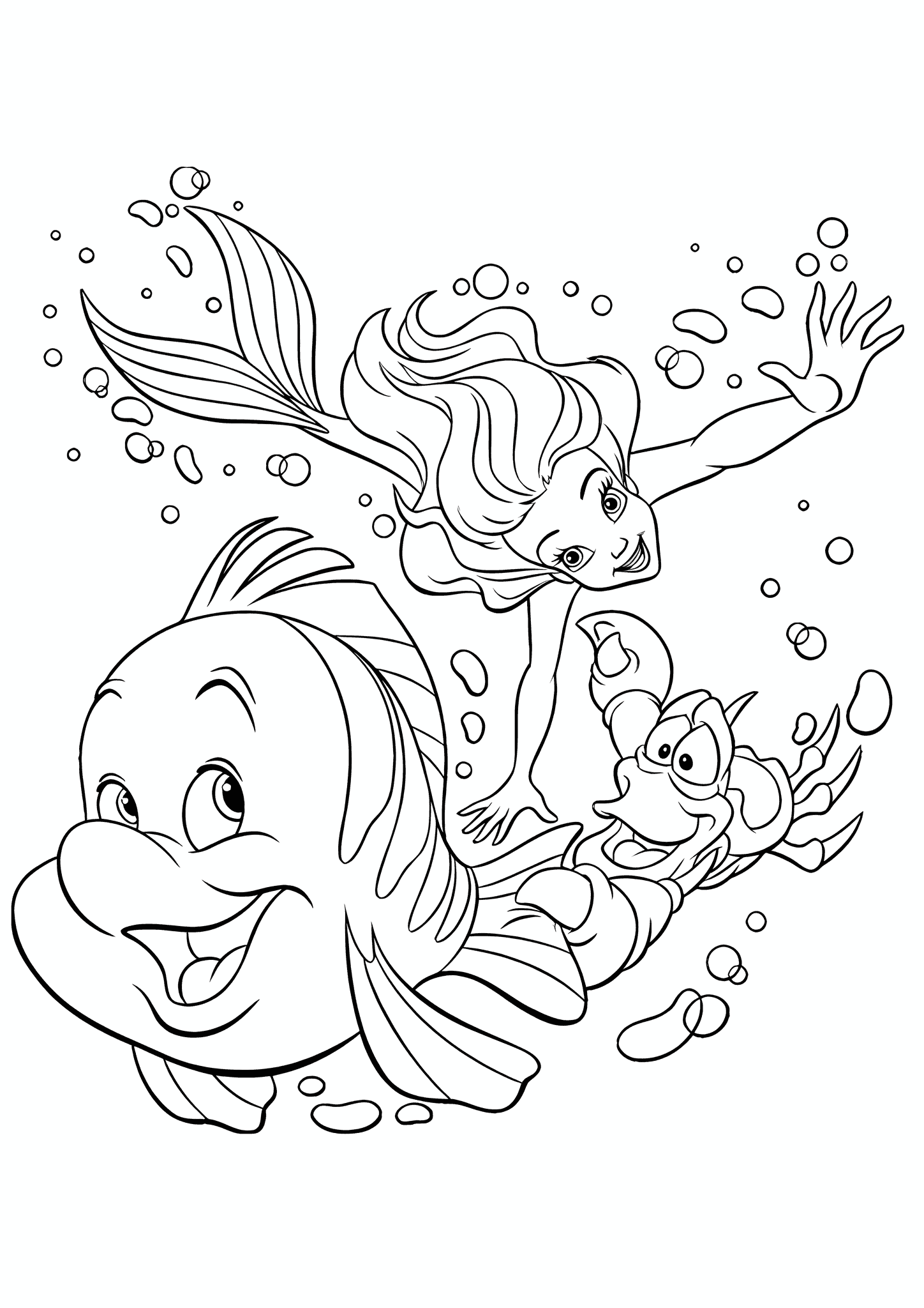 Young Ariel Catches Up with Flounder