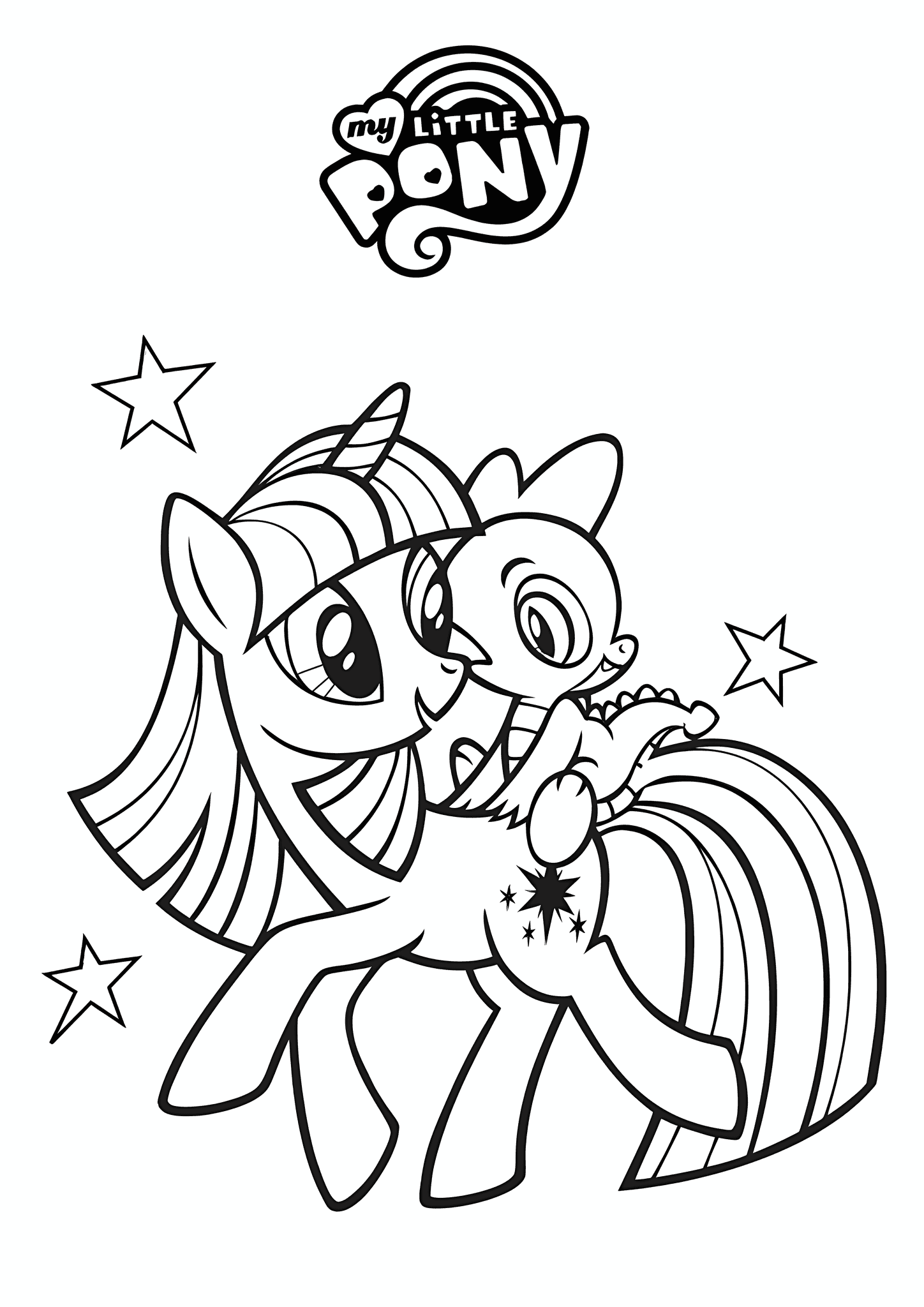 Spike on Twilight Sparkle’s Back