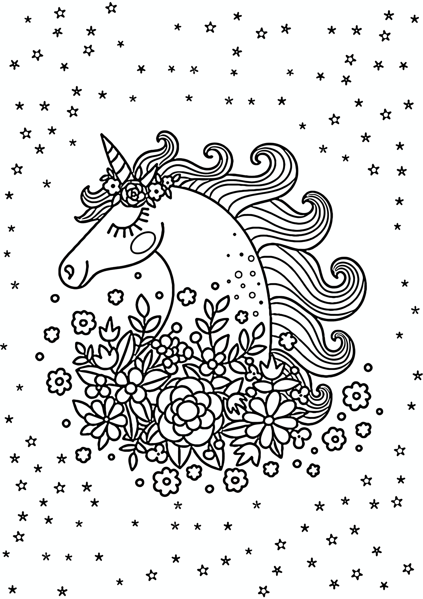 Unicorn Surrounded By Flowers