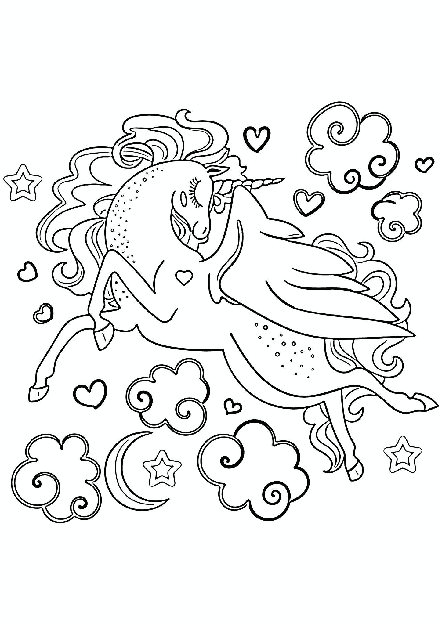 Unicorn Flying Over the Stars