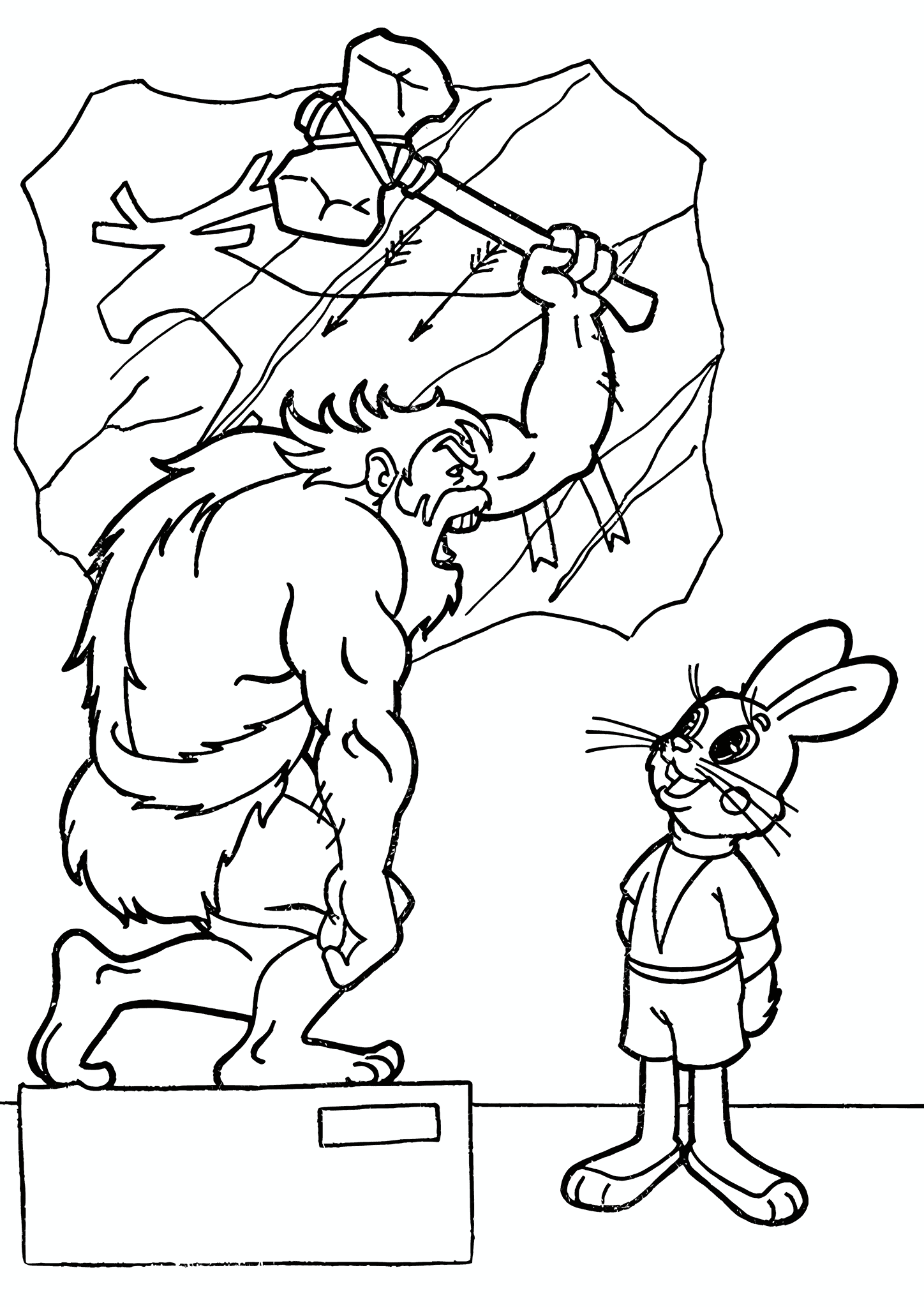 Hare and the Caveman at the Museum