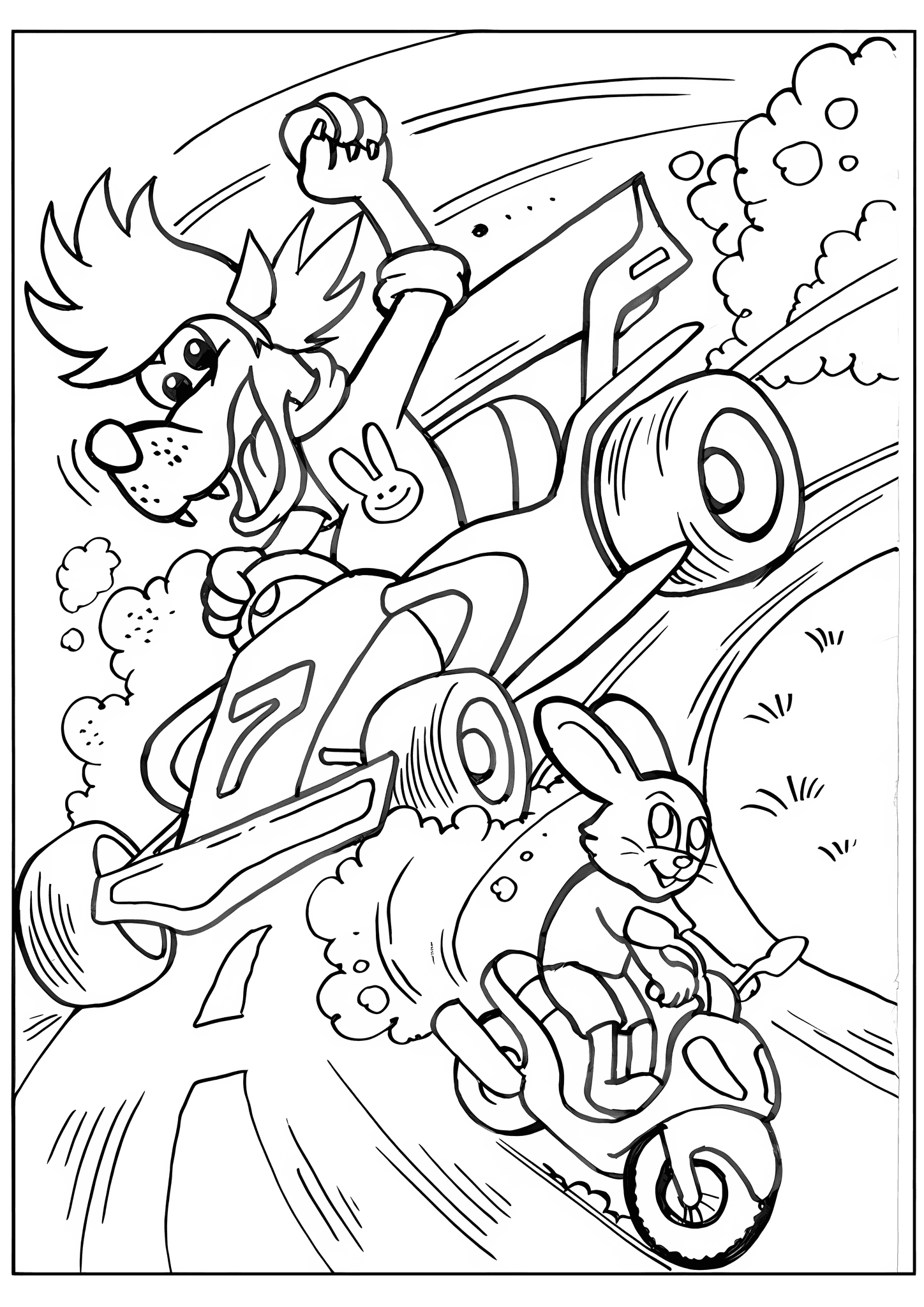 Wolf in a Sports Car Catches Up with a Hare