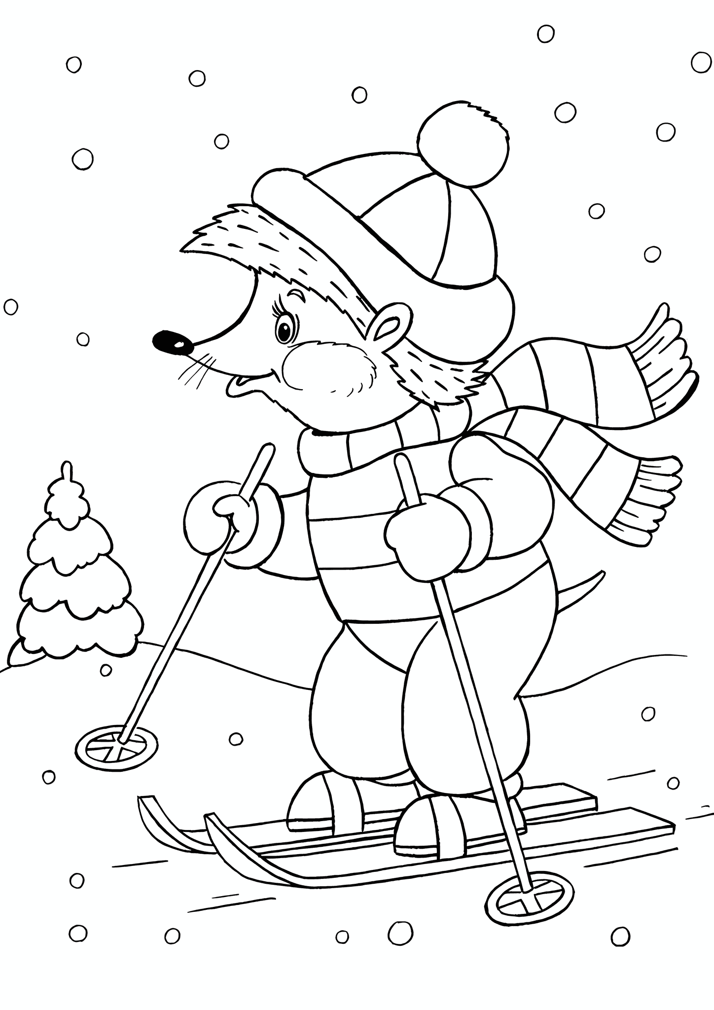 Winter: Hedgehog on Skis