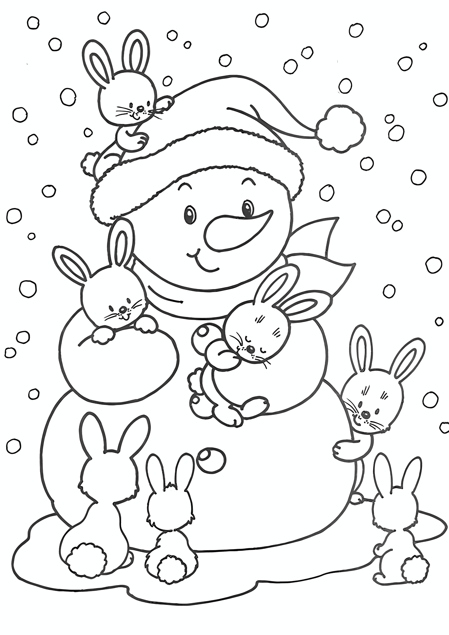 Winter: Snowman and the Bunnies