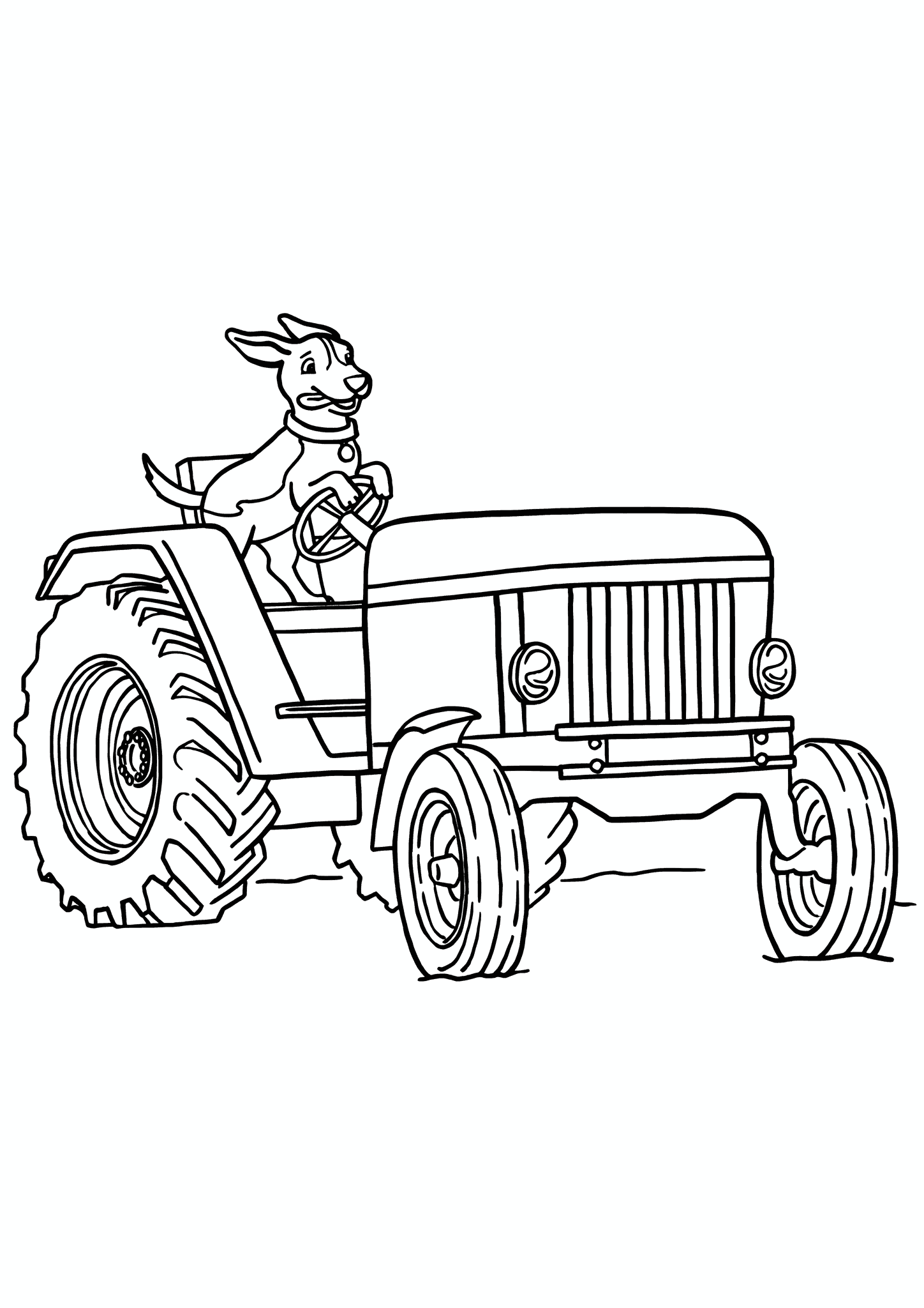 Dog Driving a Tractor