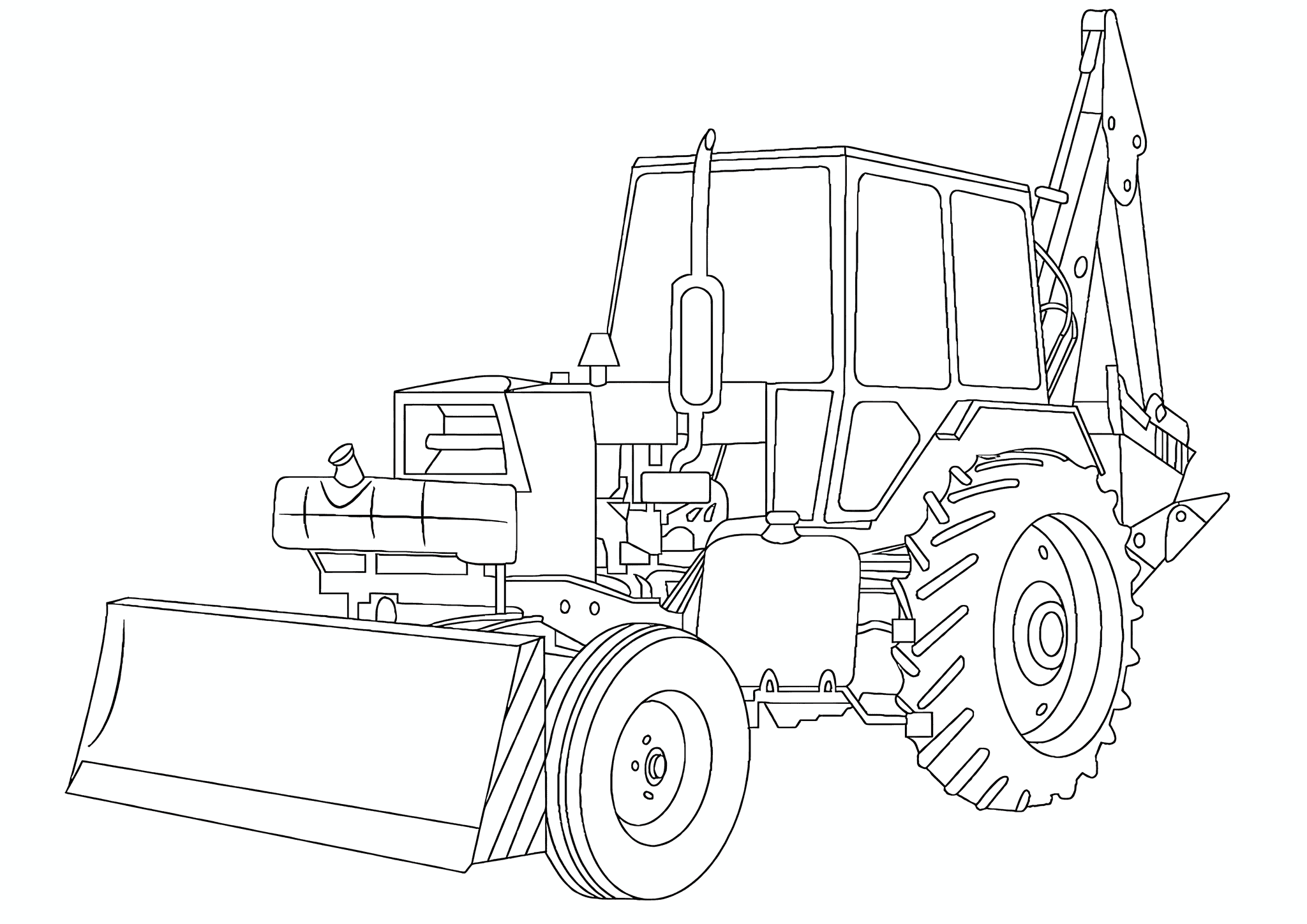 Tractor with Bucket and Shovel