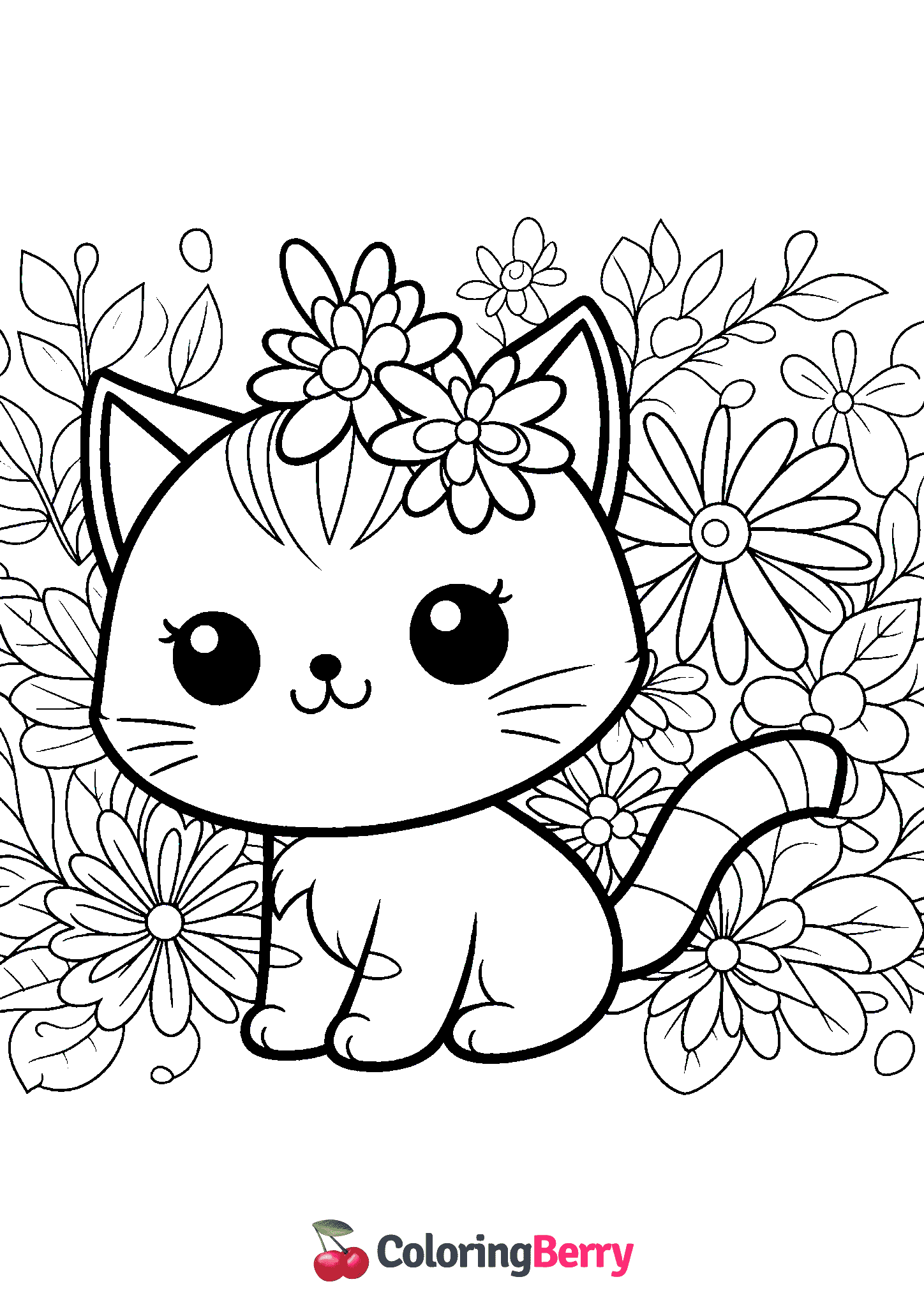 Cat with Flowers