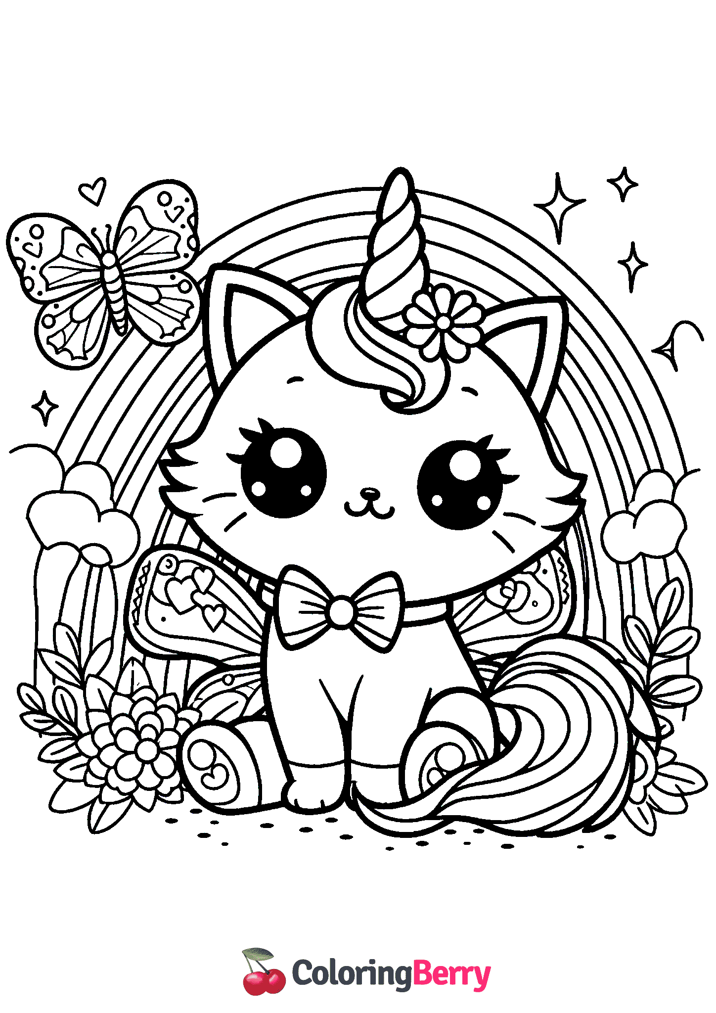 Kitty Unicorn Rainbow Butterfly